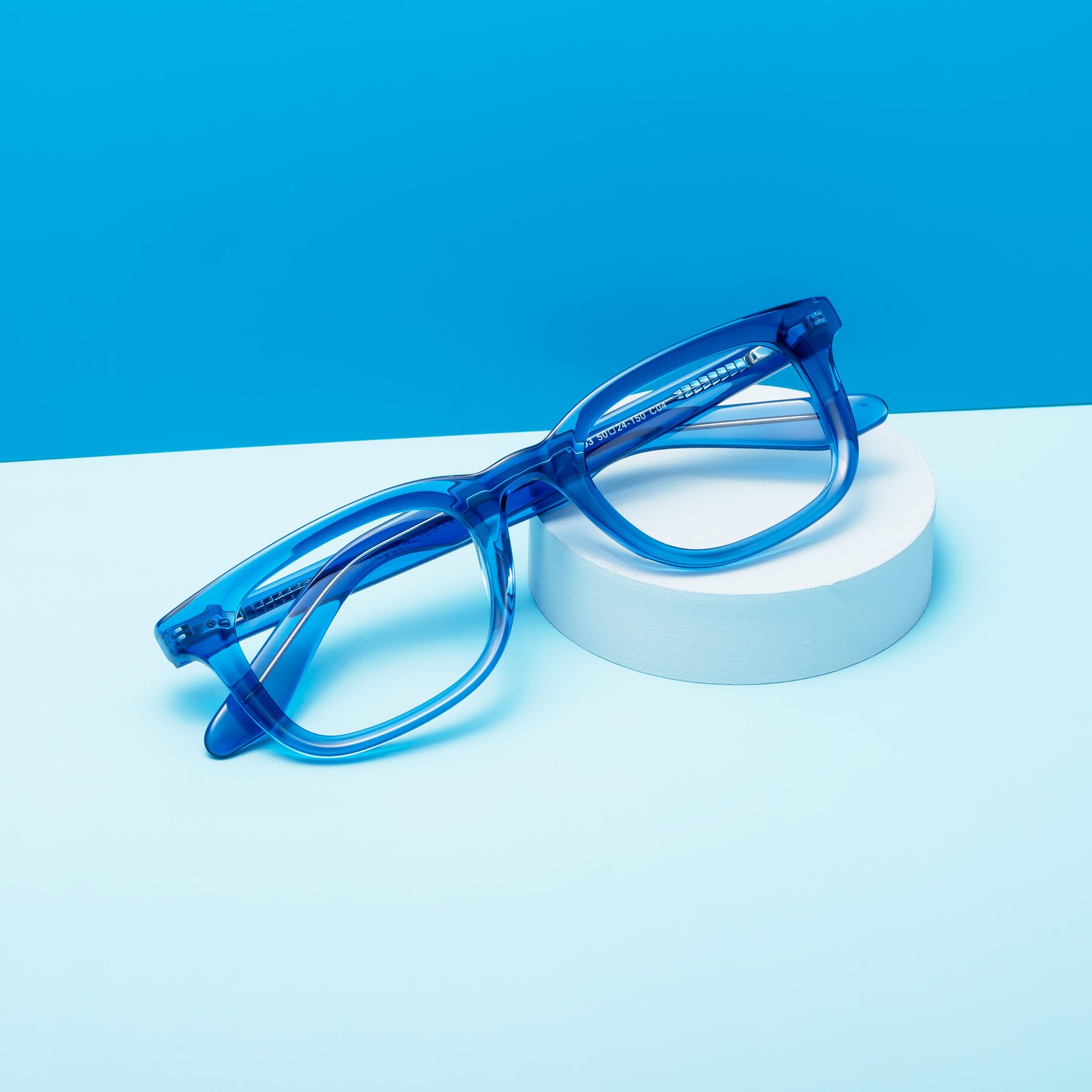 Lifestyle photography #1 of Reid in Crystal Blue with Clear Eyeglass Lenses