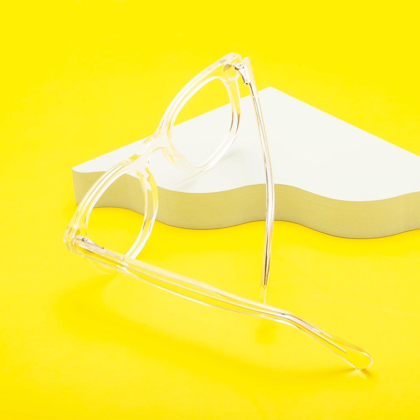 Transparent Yellow Keyhole Bridge Retro-Vintage Acetate Eyeglasses - Tanna