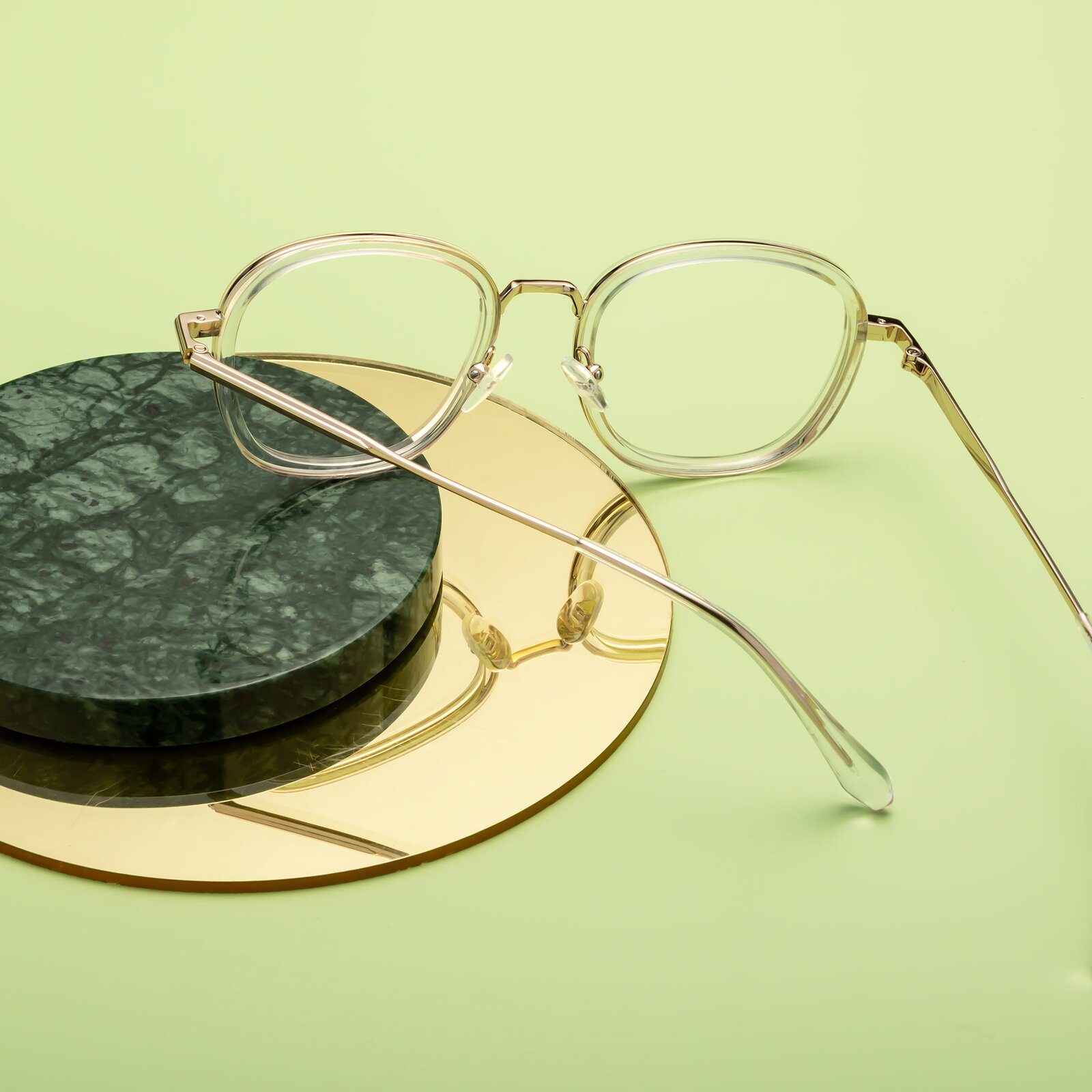 Clear/Light Gold Low Bridge Fit Metal Bridge Square Eyeglasses - Vista