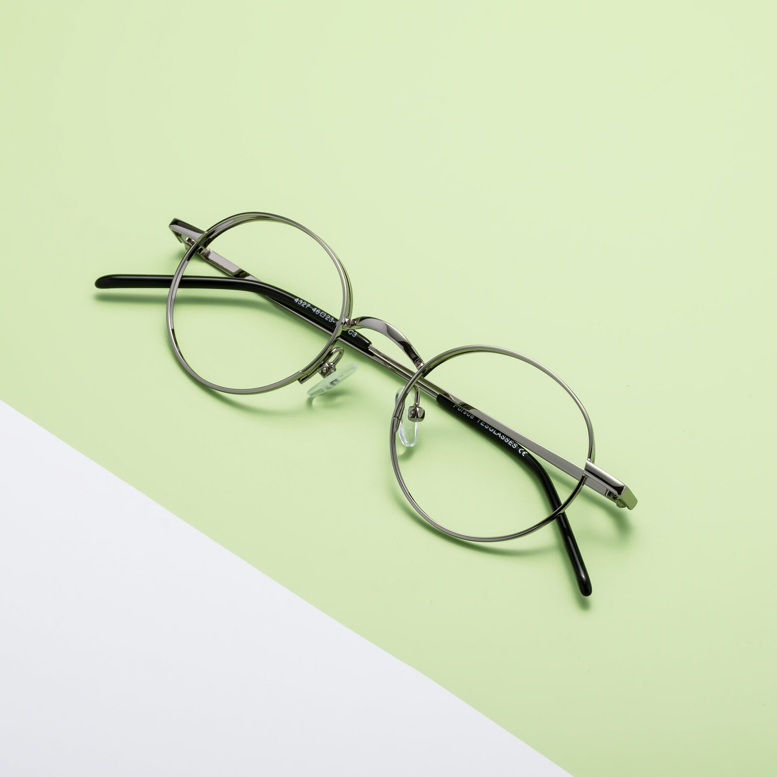 Gunmetal Retro Vintage Metal Round Eyeglasses Pursue 