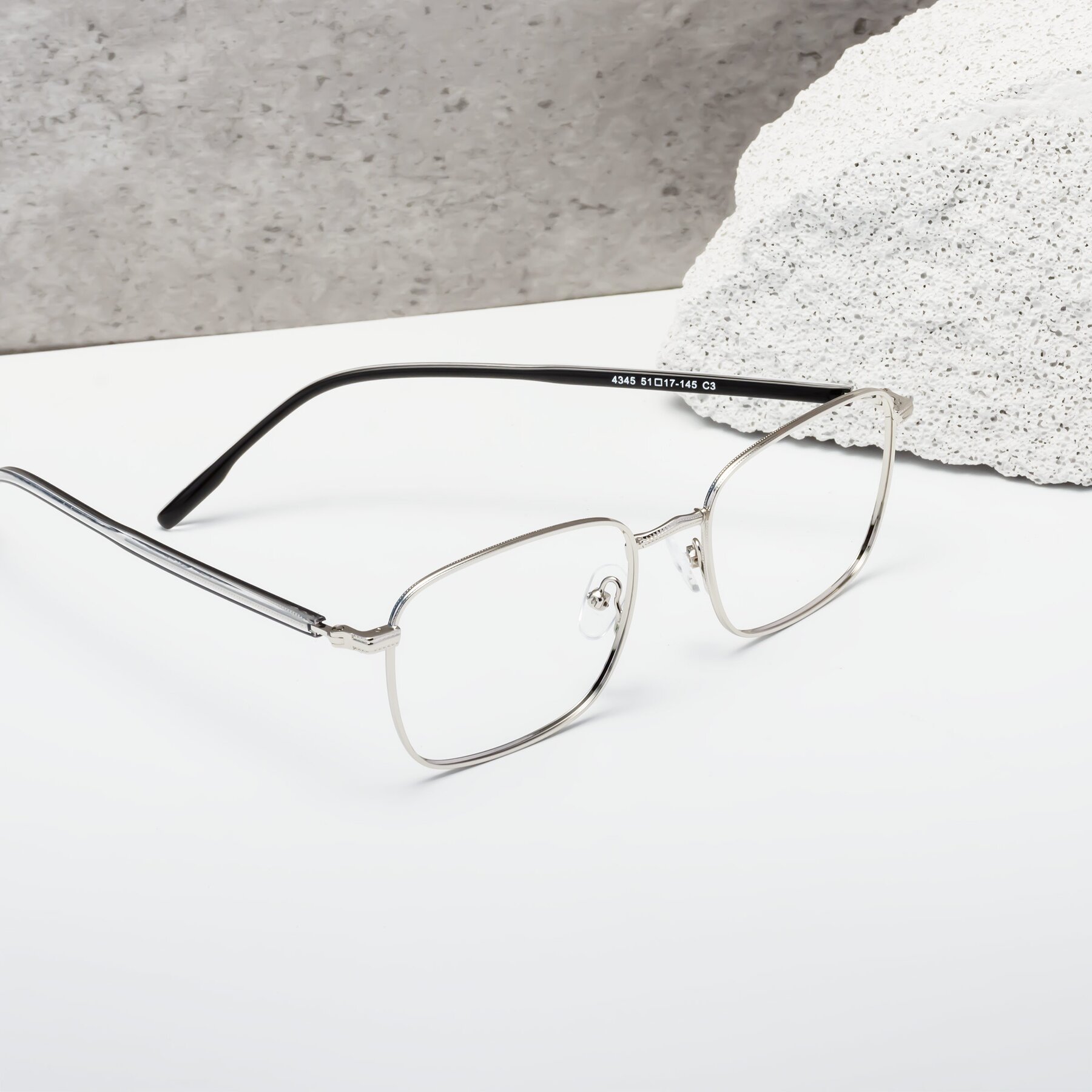 Lifestyle photography #2 of Baza in Silver with Clear Eyeglass Lenses