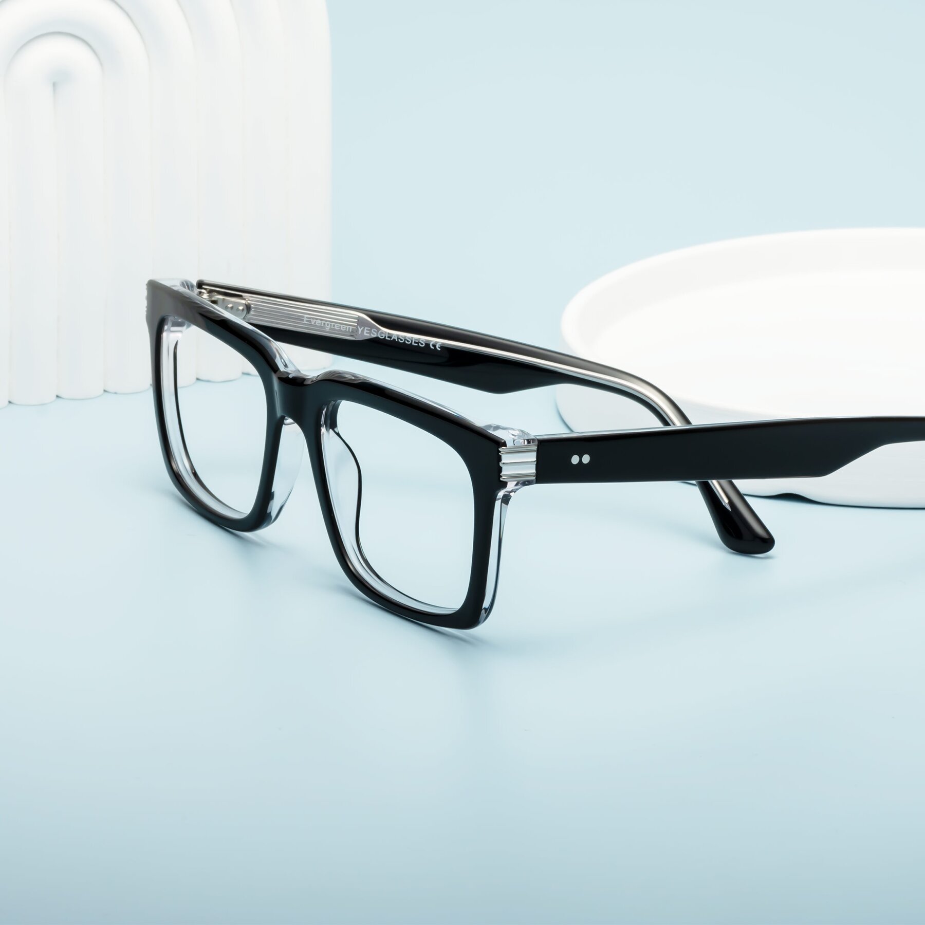 Lifestyle photography #1 of Evergreen in Black-Clear with Clear Blue Light Blocking Lenses