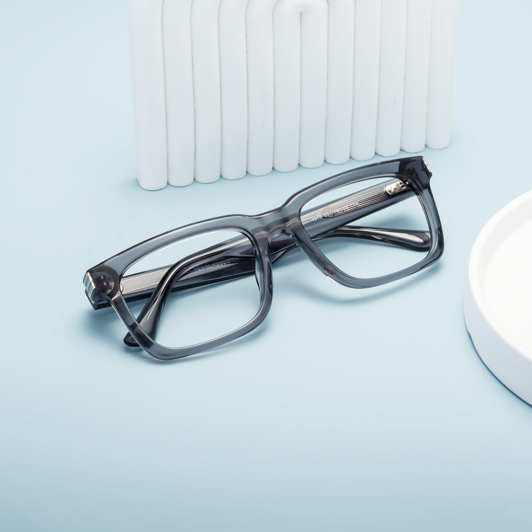 Lifestyle photography #2 of Evergreen in Transparent Gray with Clear Blue Light Blocking Lenses