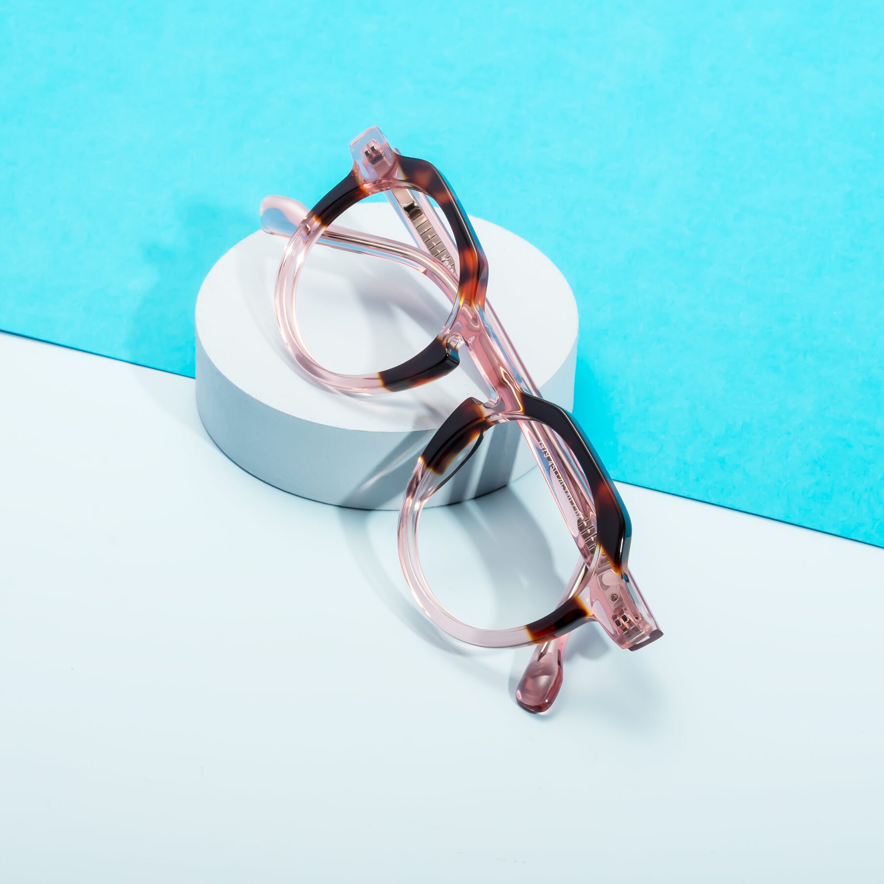 Lifestyle photography #2 of Vesper in Tortoise-Pink with Clear Blue Light Blocking Lenses