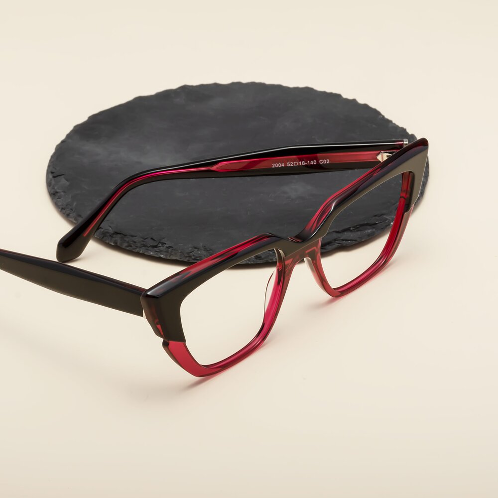 Black-Wine Geek-Chic Acetate Butterfly Eyeglasses