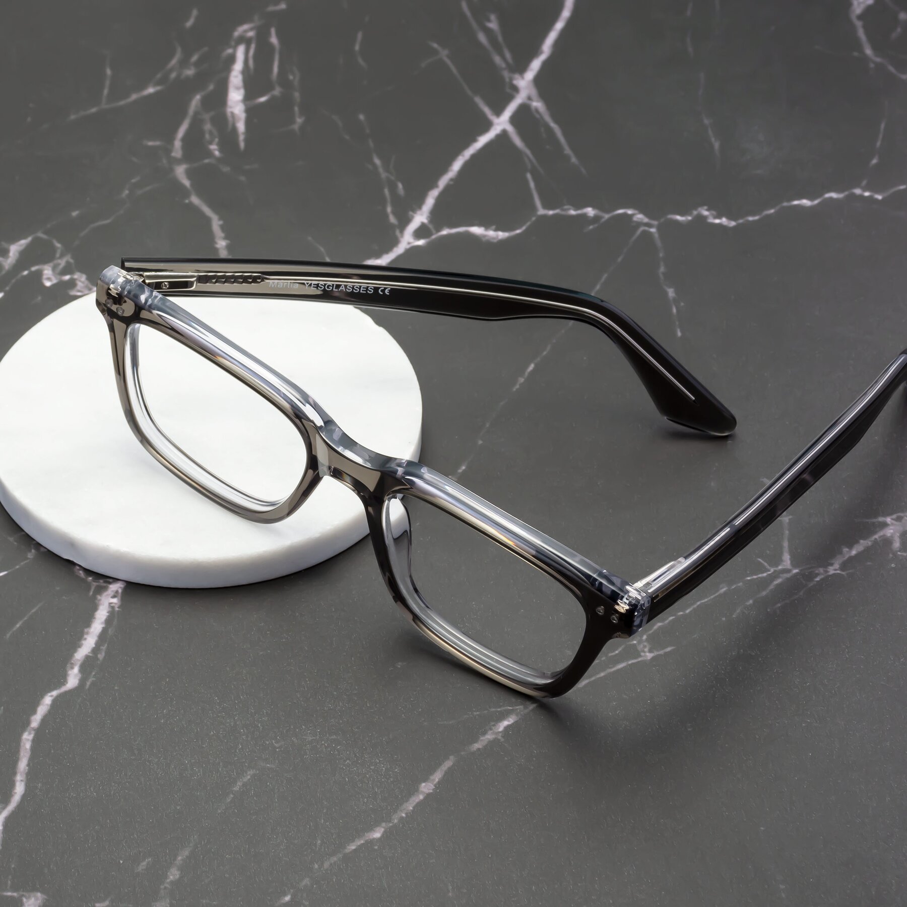 Lifestyle photography #2 of Martia in Gray-Clear with Clear Blue Light Blocking Lenses