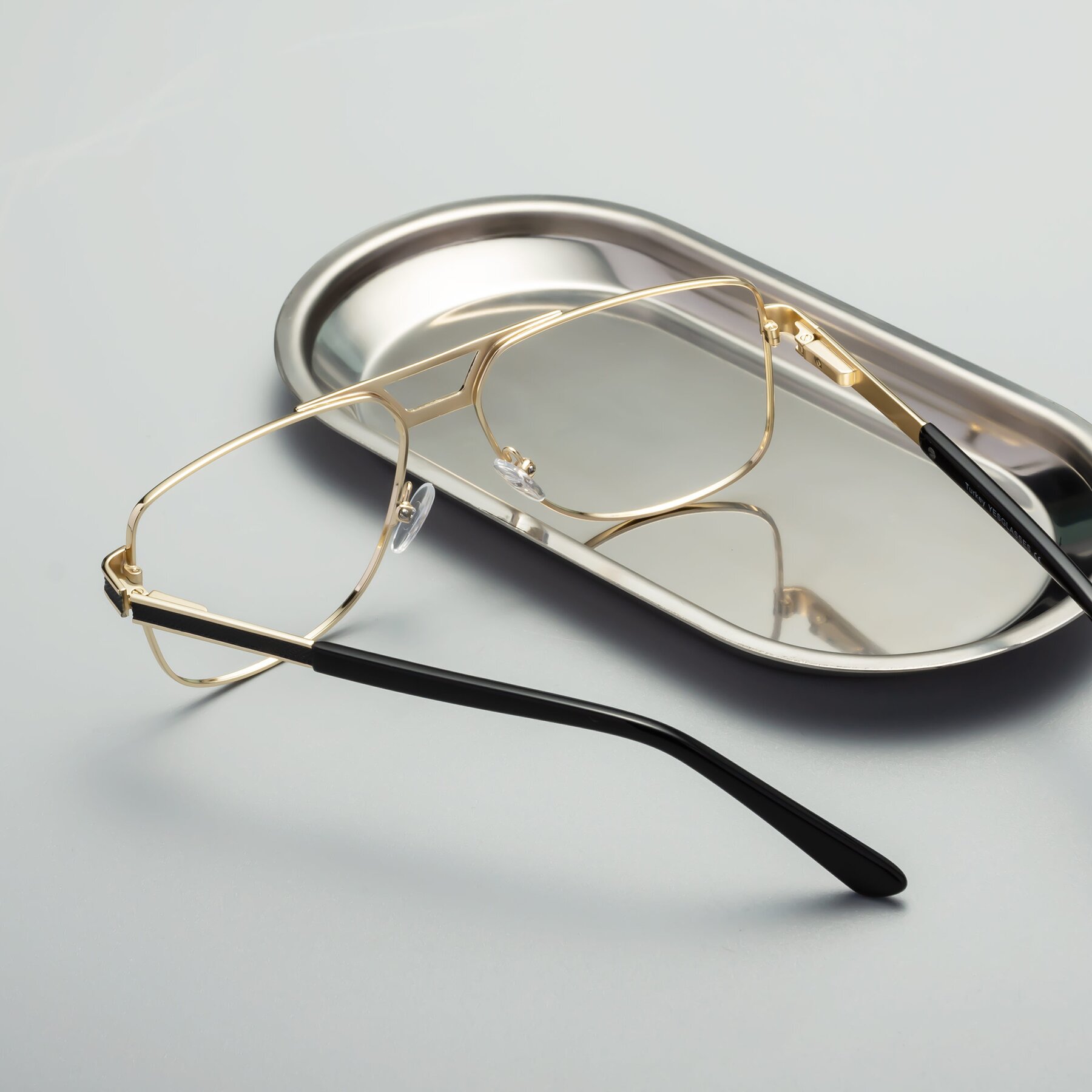 Black / Gold Grandpa Metal Aviator Eyeglasses - Turkey