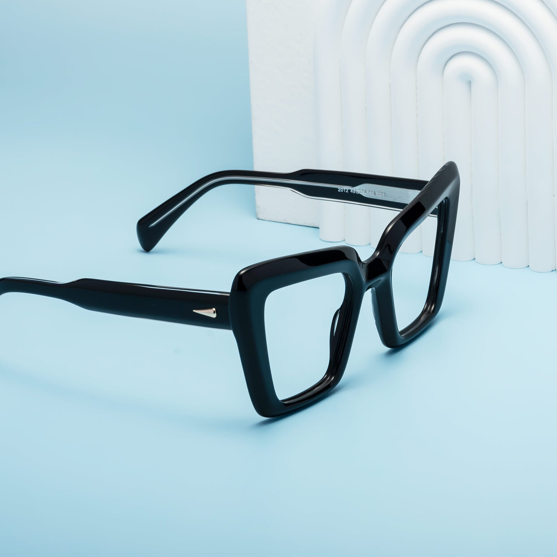 Women's lifestyle photography #1 of Swan in Black with Clear Blue Light Blocking Lenses