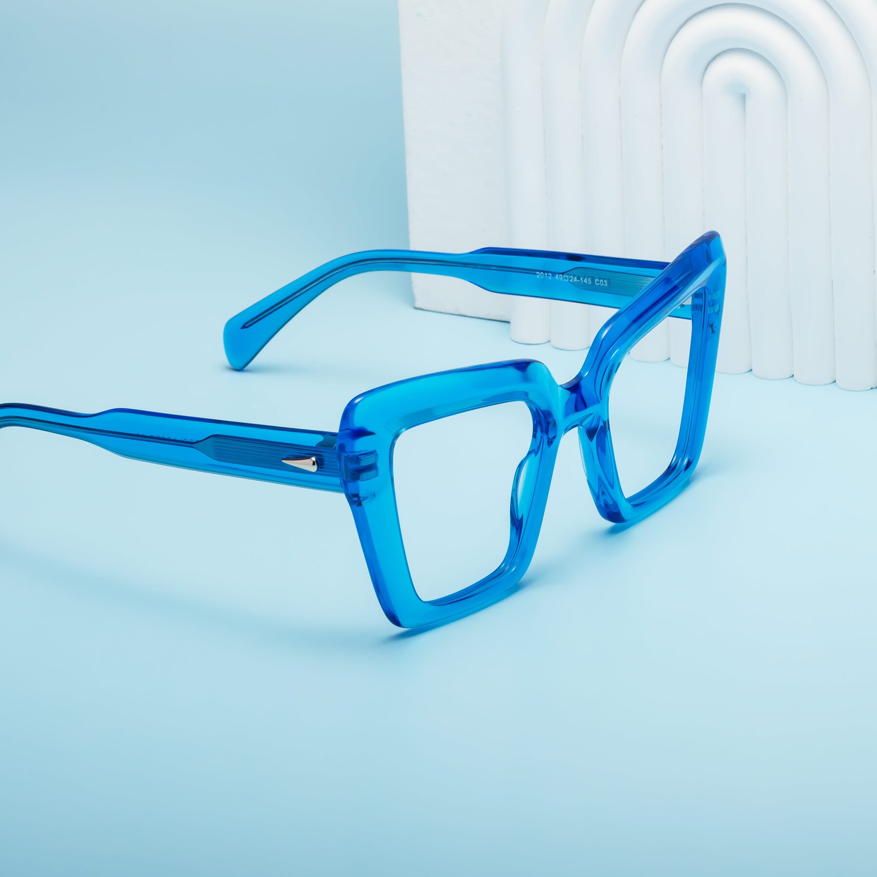 Women's lifestyle photography #1 of Swan in Crystal Blue with Clear Blue Light Blocking Lenses