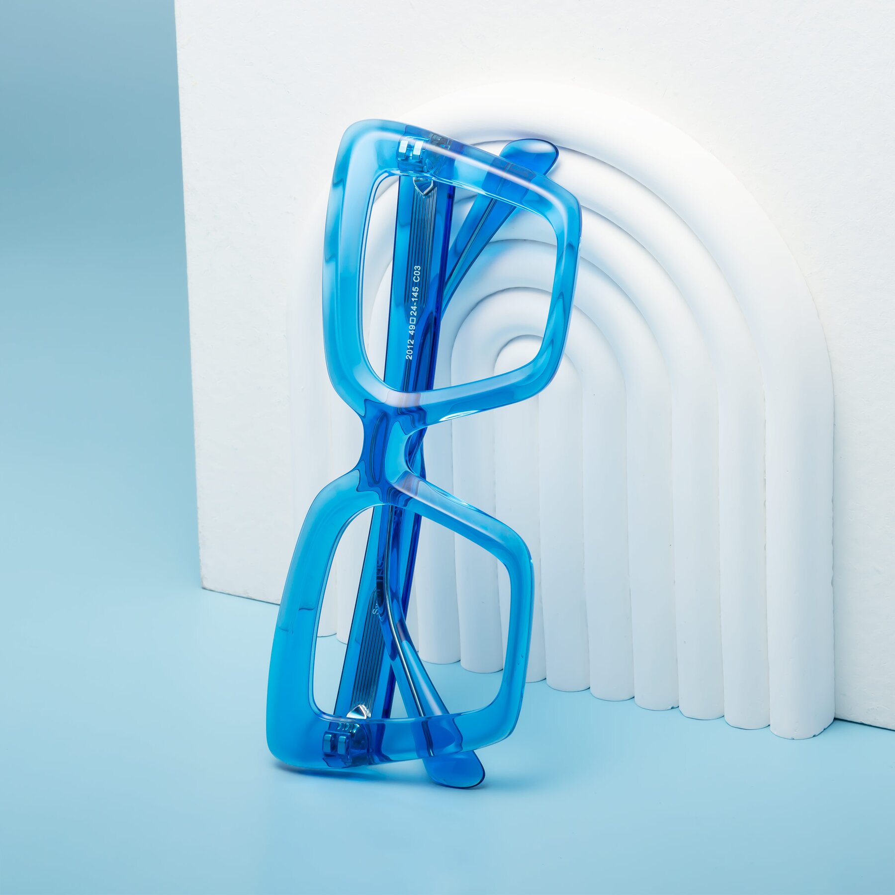 Women's lifestyle photography #2 of Swan in Crystal Blue with Clear Eyeglass Lenses