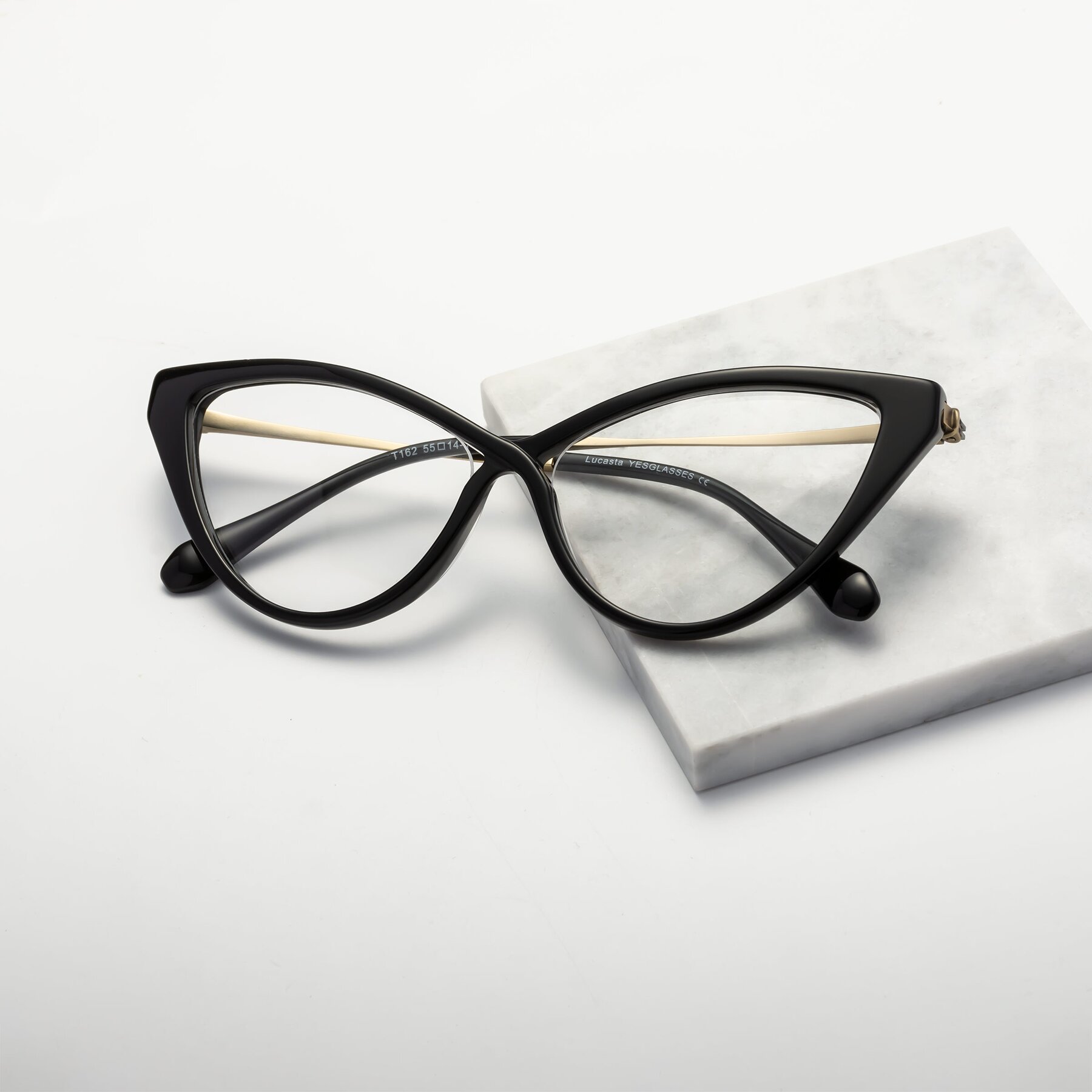 Lifestyle photography #1 of Lucasta in Black with Clear Blue Light Blocking Lenses