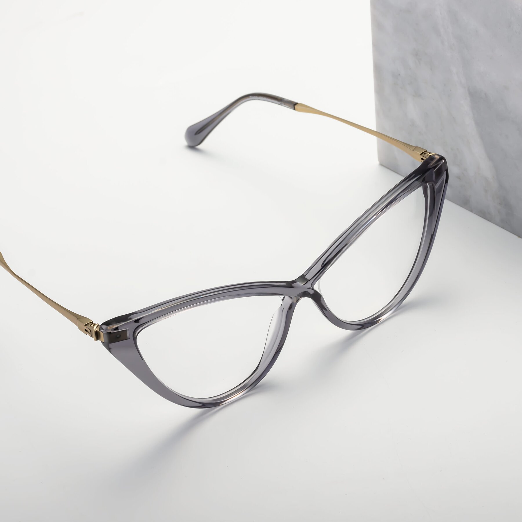 Lifestyle photography #2 of Lucasta in Transparent Gray with Clear Blue Light Blocking Lenses
