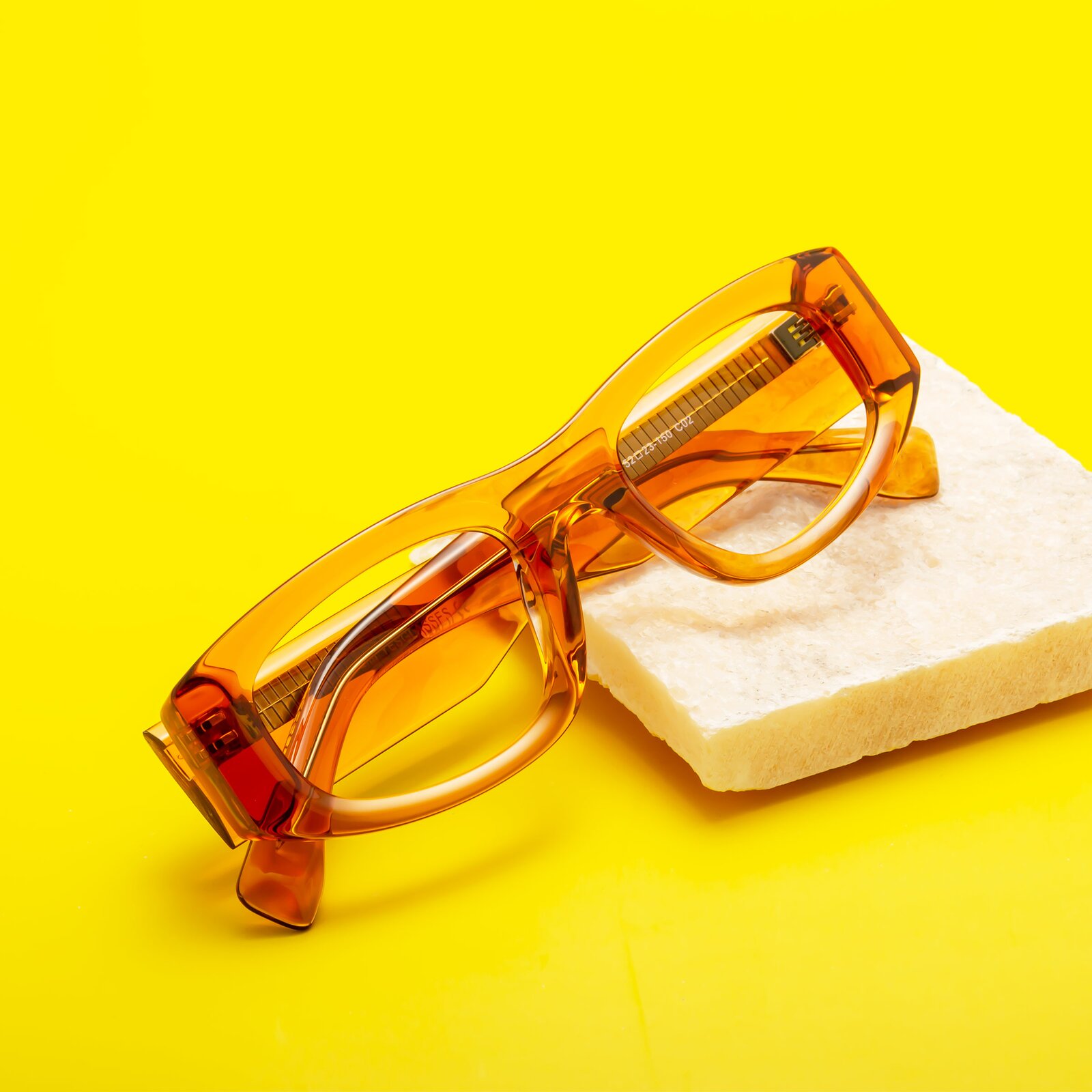 Maple Syrup Geek-Chic Thick Rectangle Eyeglasses - Elm