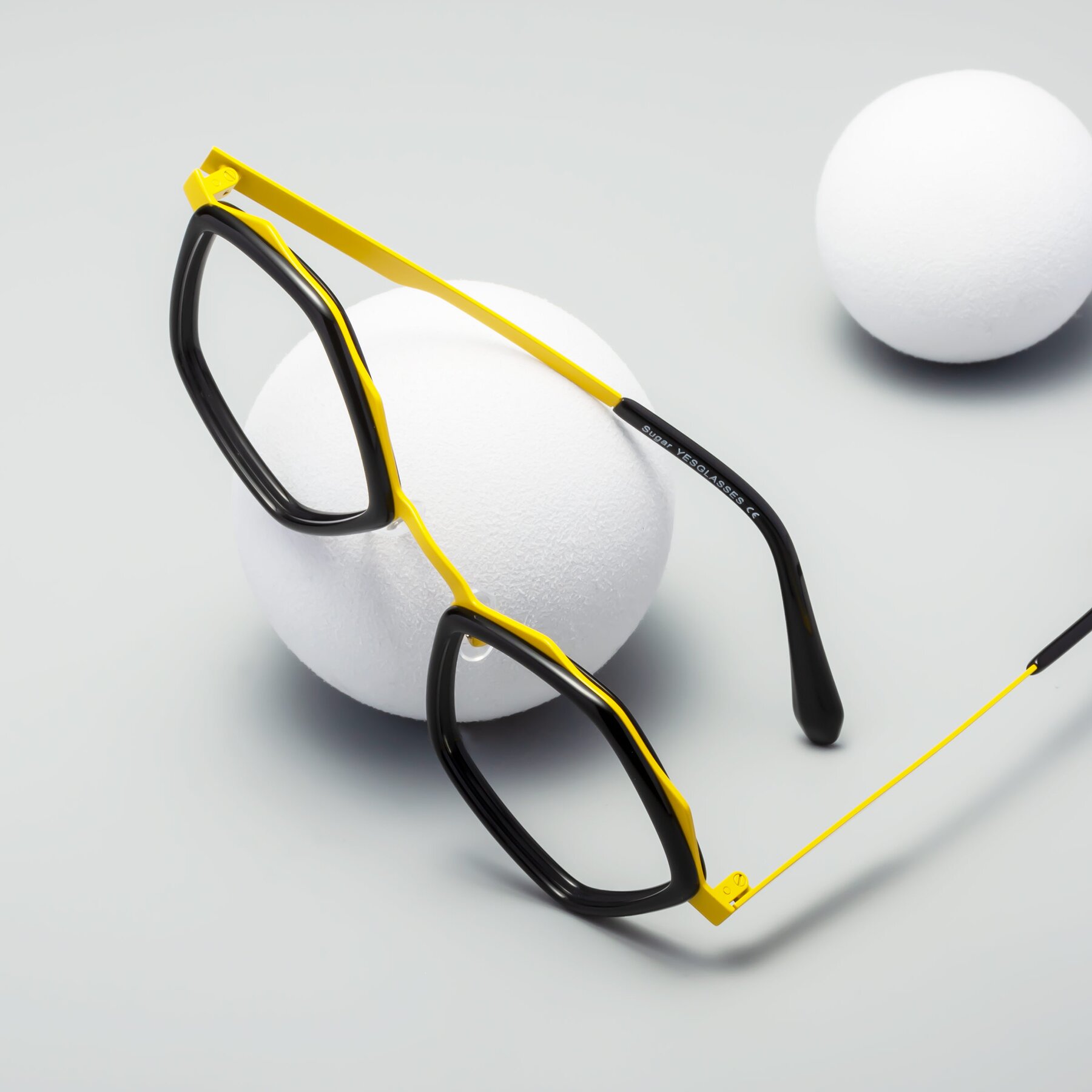 Lifestyle photography #1 of Sugar in Black-Yellow with Clear Reading Eyeglass Lenses