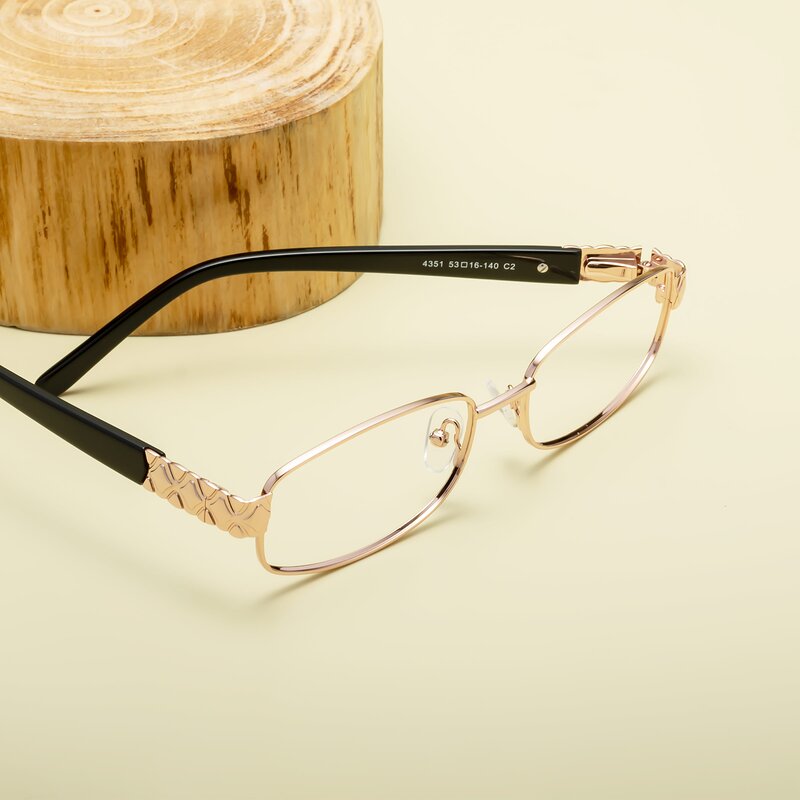 Rose Gold Classic Metal Rectangle Eyeglasses - Luxe