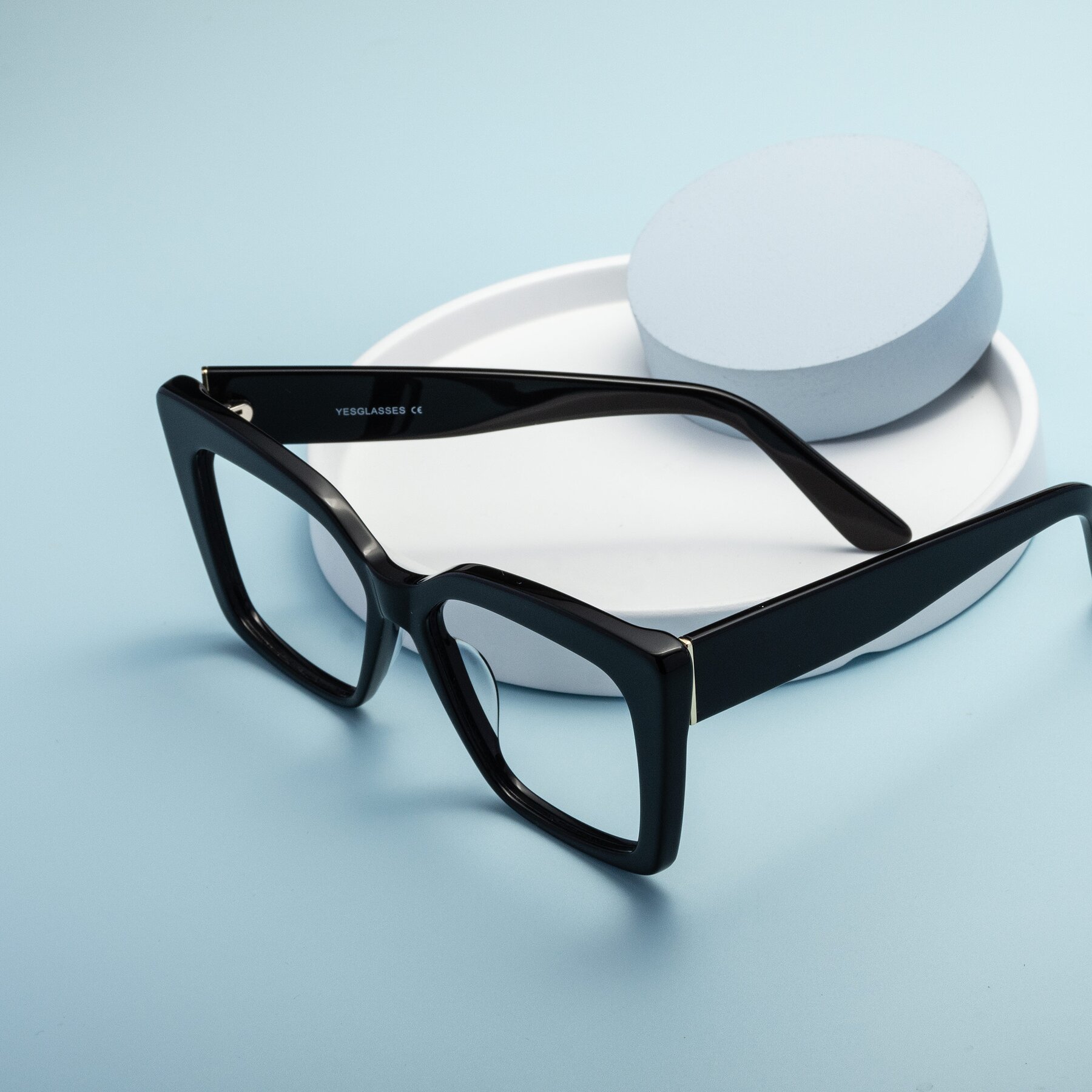 Lifestyle photography #2 of Hagen in Black with Clear Blue Light Blocking Lenses