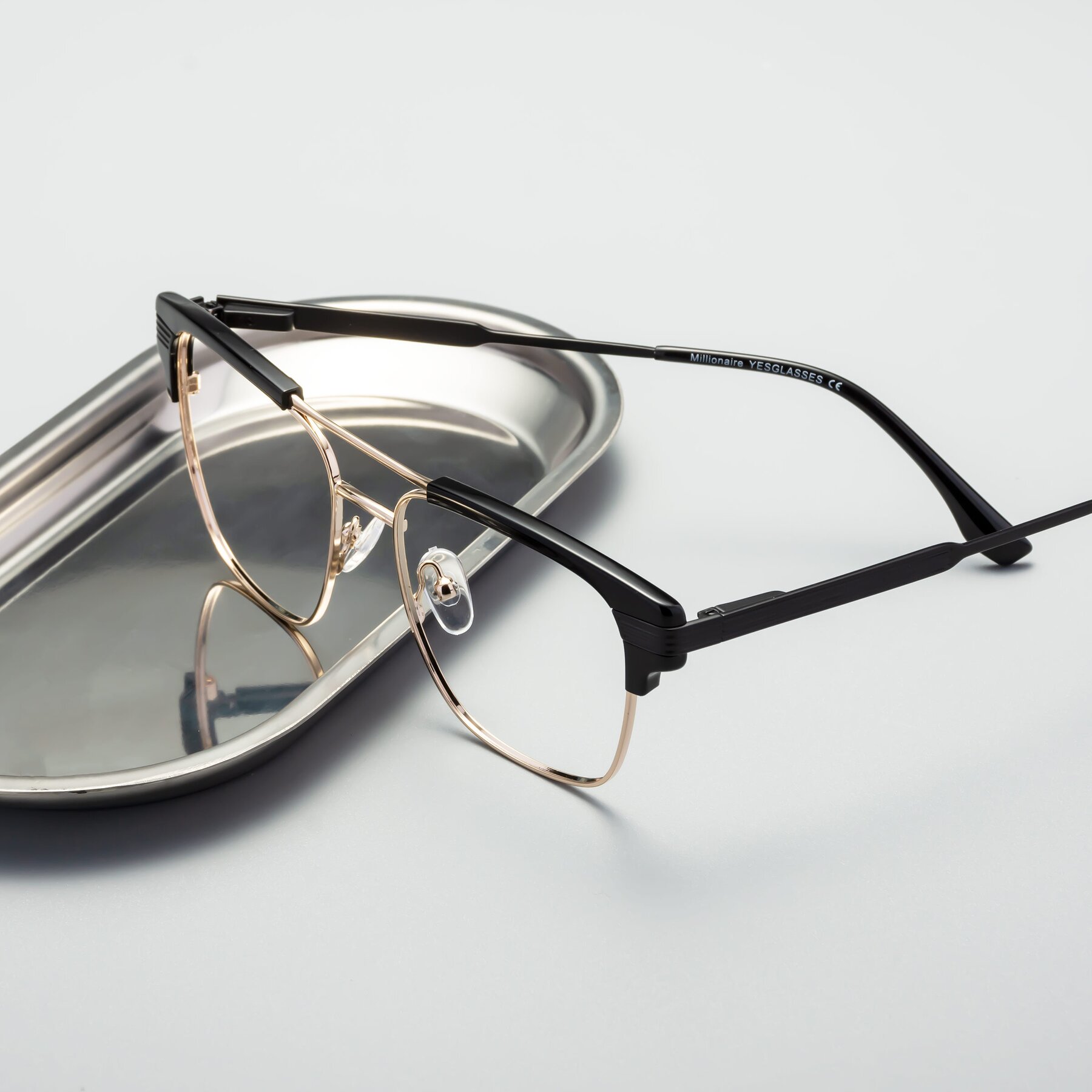 Men's lifestyle photography #2 of Millionaire in Black-Gold with Clear Reading Eyeglass Lenses