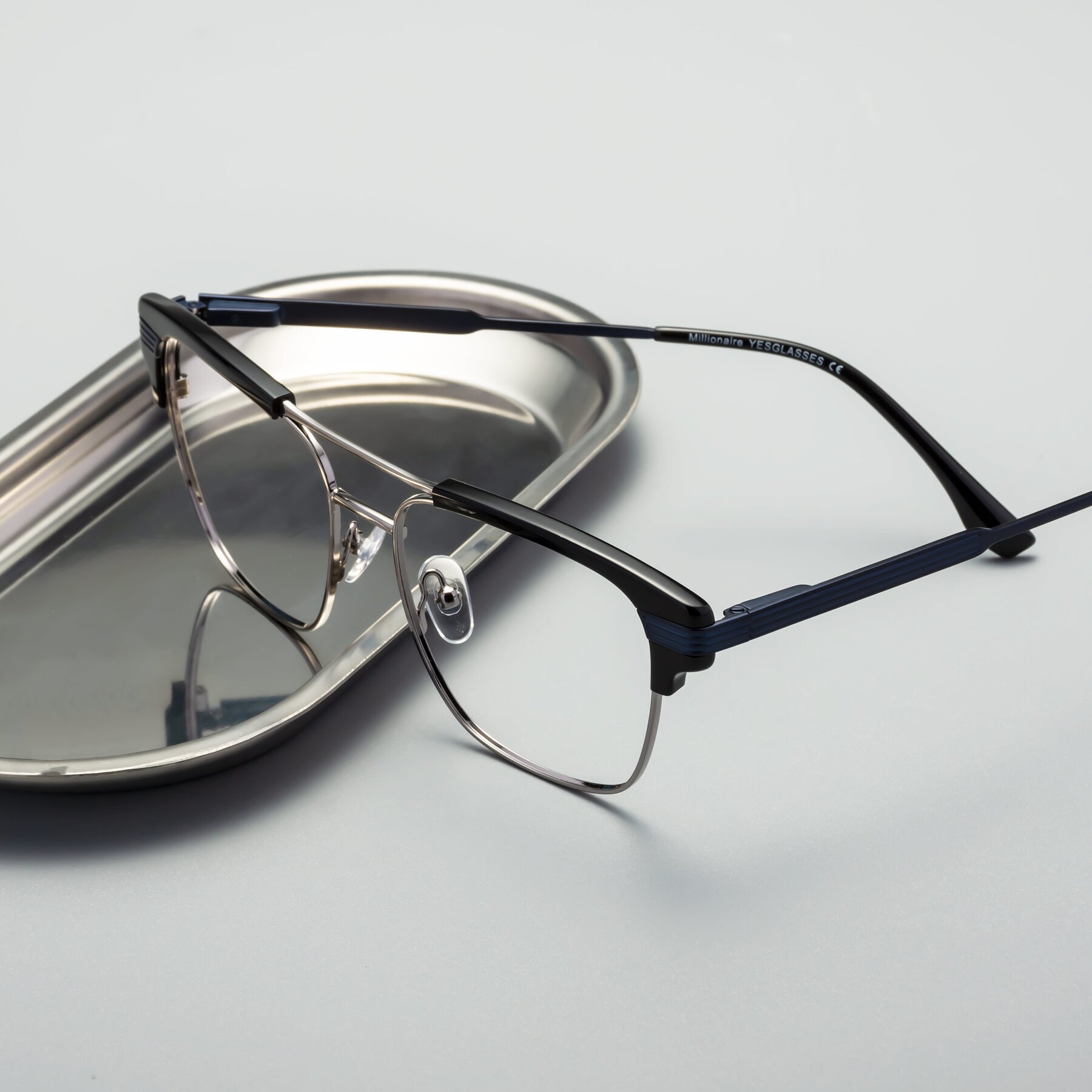 Men's lifestyle photography #2 of Millionaire in Black-Gunmetal with Clear Blue Light Blocking Lenses