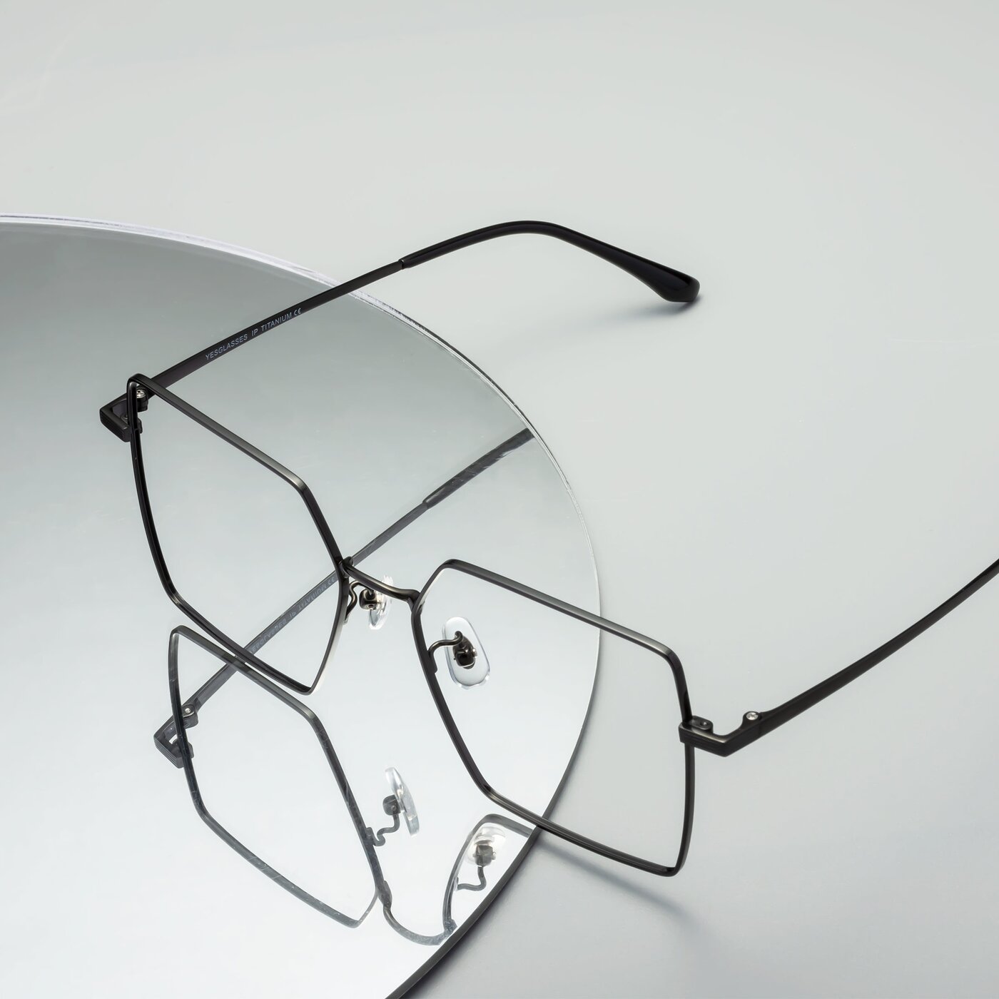 Black Oversized Hipster Titanium Eyeglasses La Villa