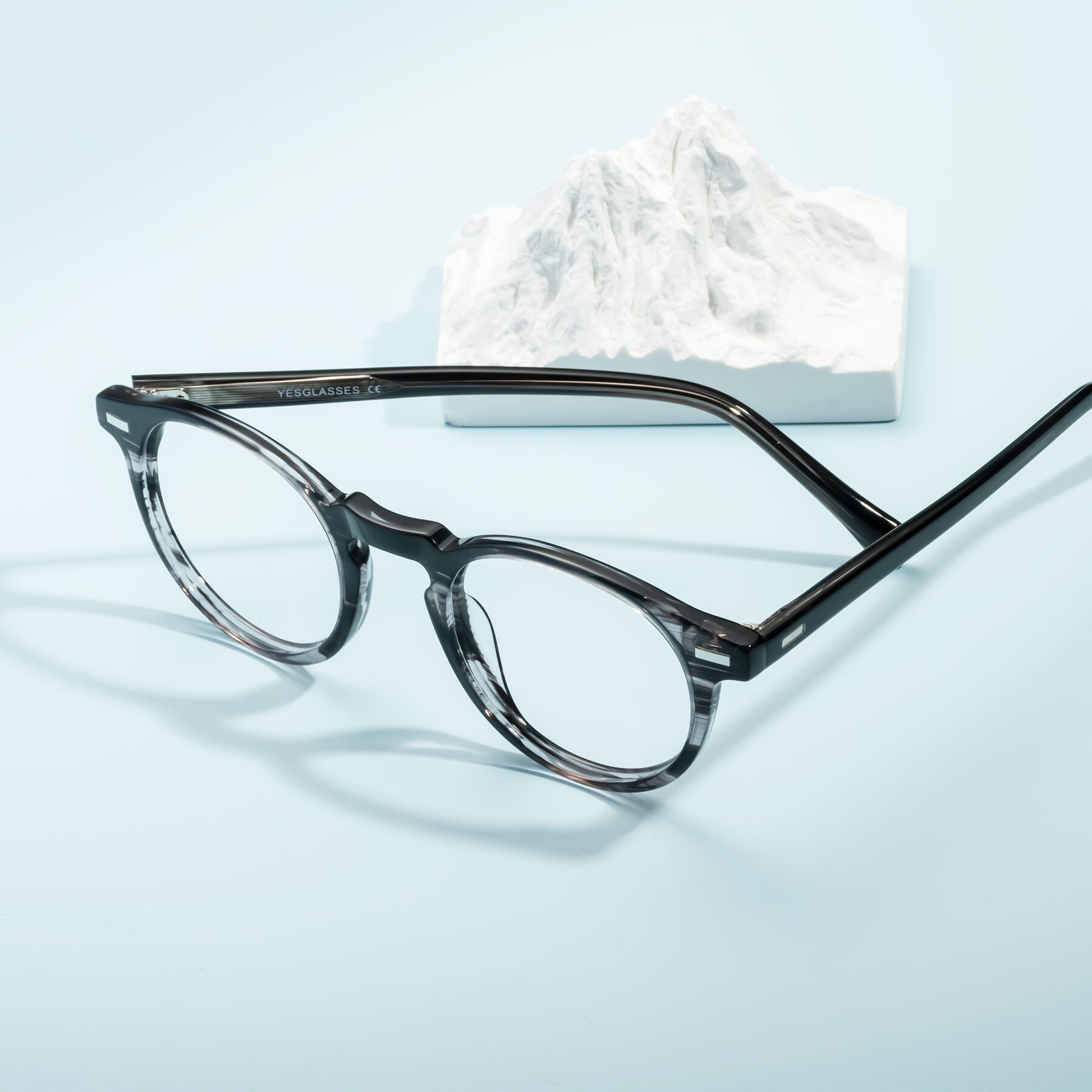 Lifestyle photography #2 of Anchorage in Striped Gray with Clear Reading Eyeglass Lenses