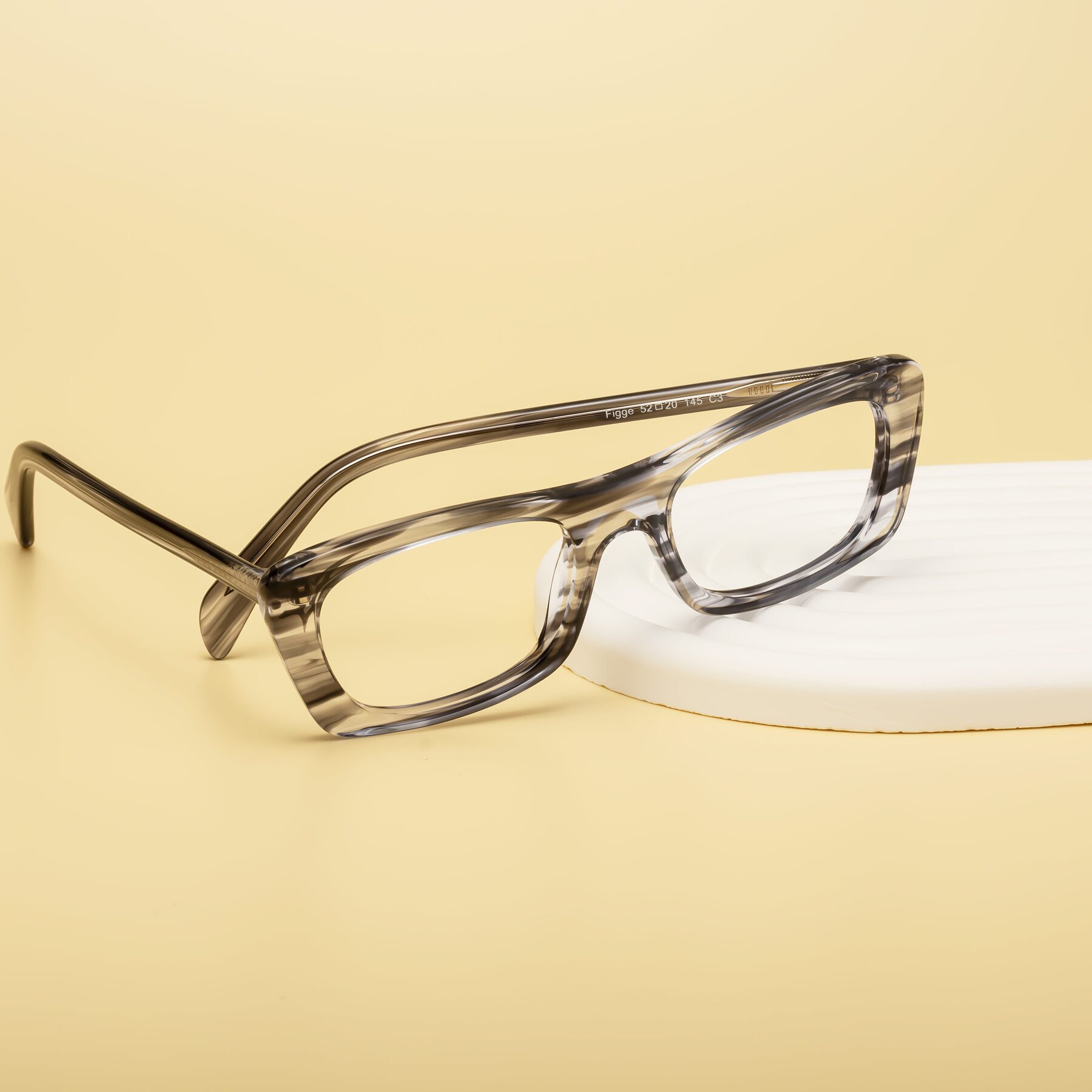 Lifestyle photography #2 of Figge in Striped Gray with Clear Eyeglass Lenses