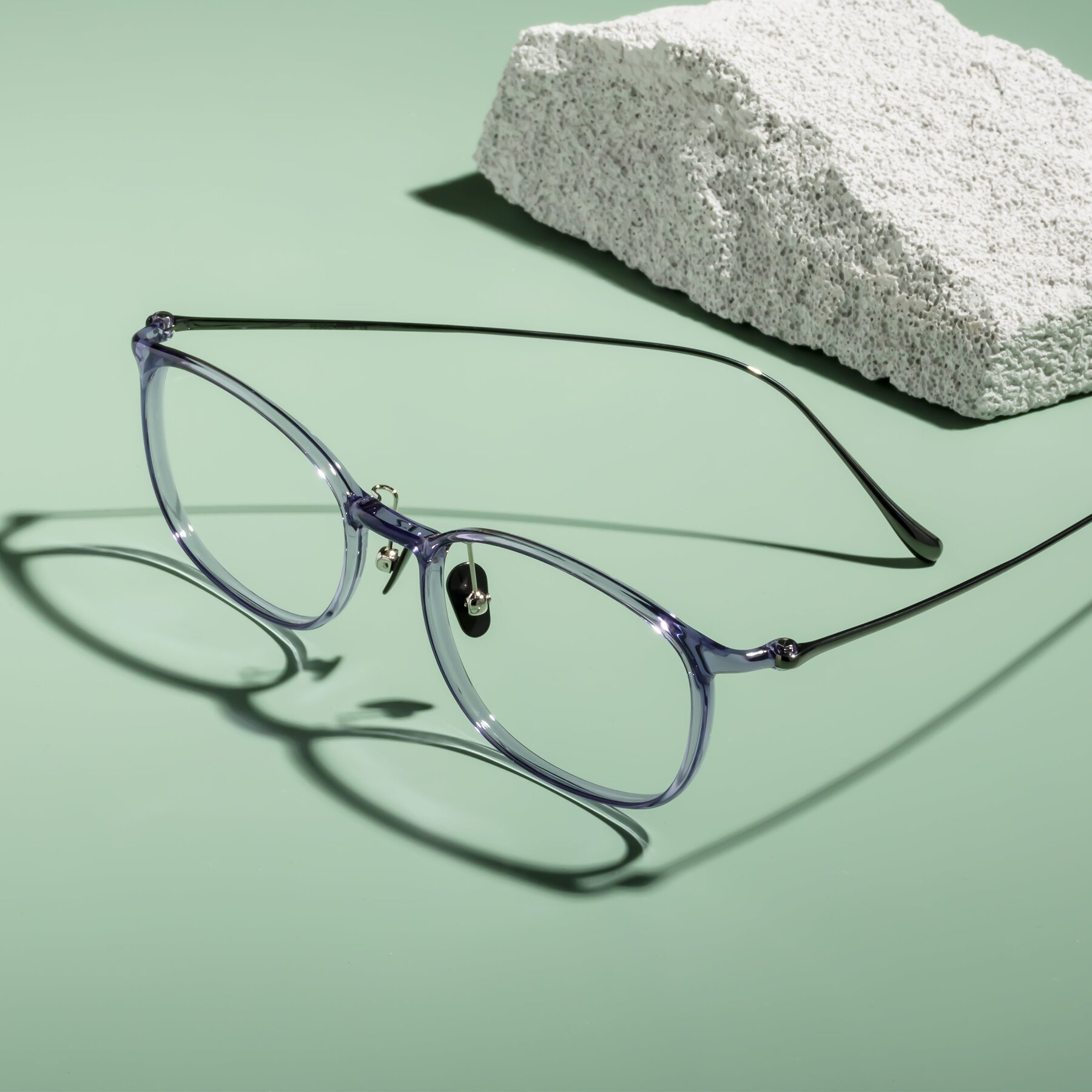 Lifestyle photography #2 of Lysander in Violet with Clear Reading Eyeglass Lenses