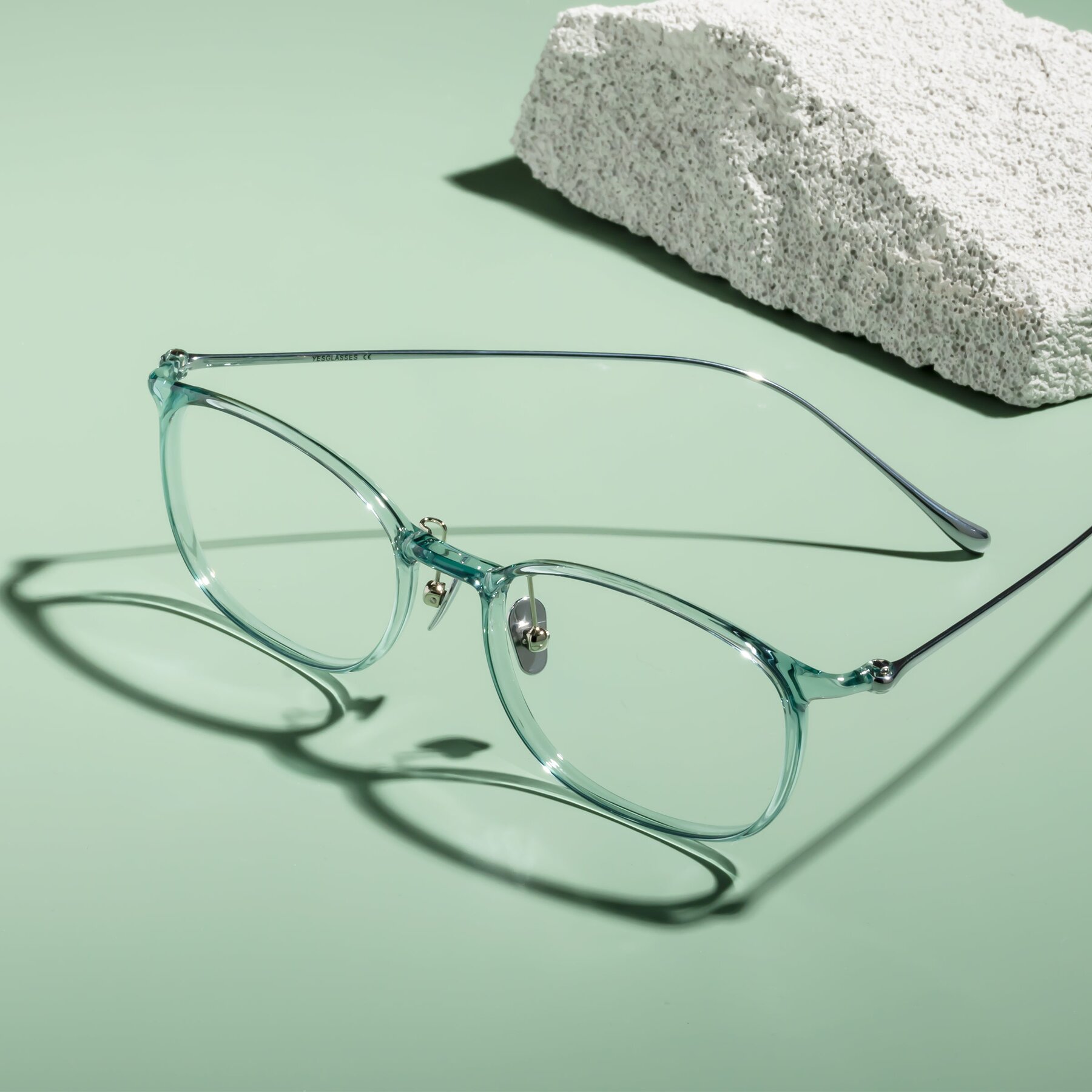Lifestyle photography #2 of Lysander in Mint with Clear Eyeglass Lenses