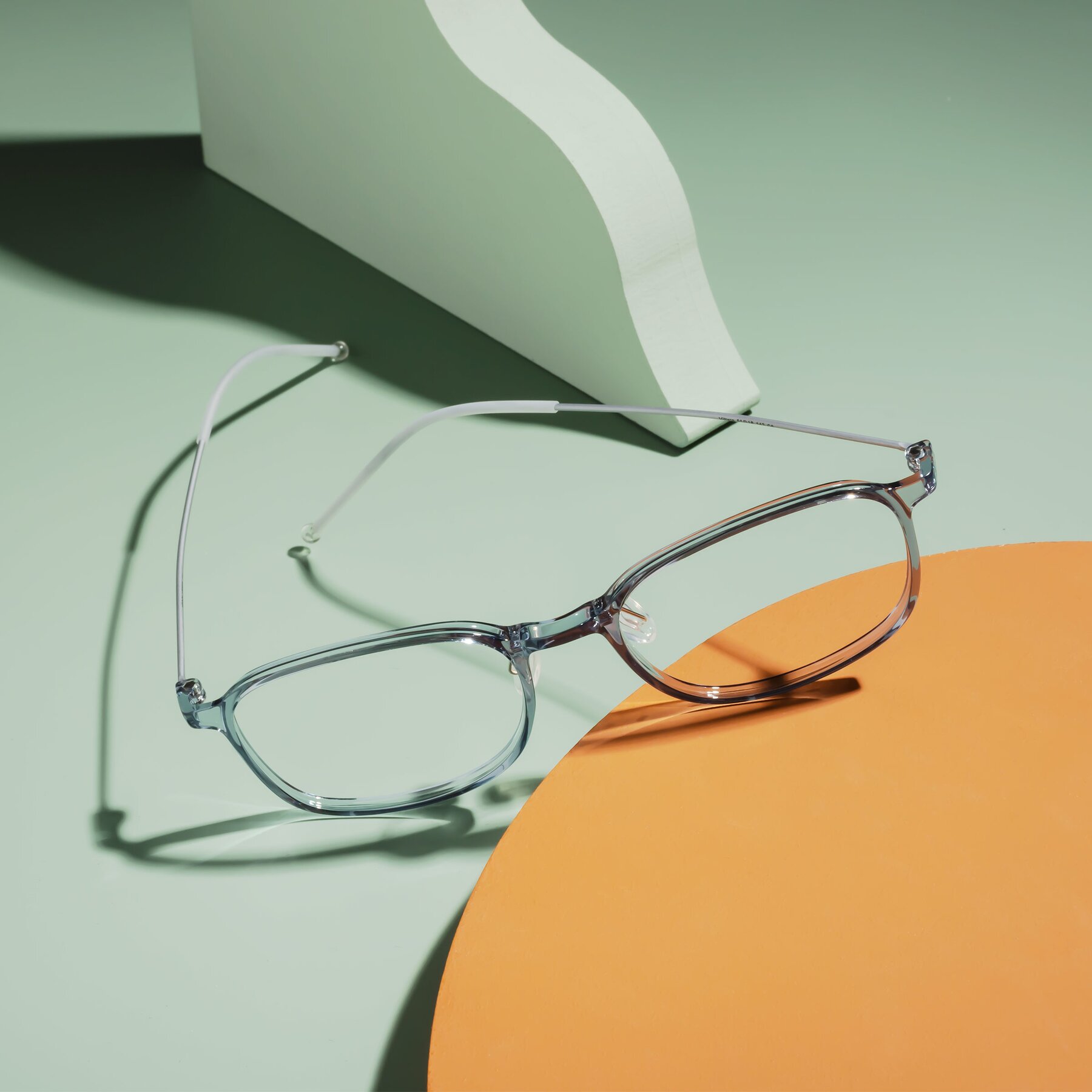 Lifestyle photography #2 of Vittata in Transparent Blue with Clear Reading Eyeglass Lenses
