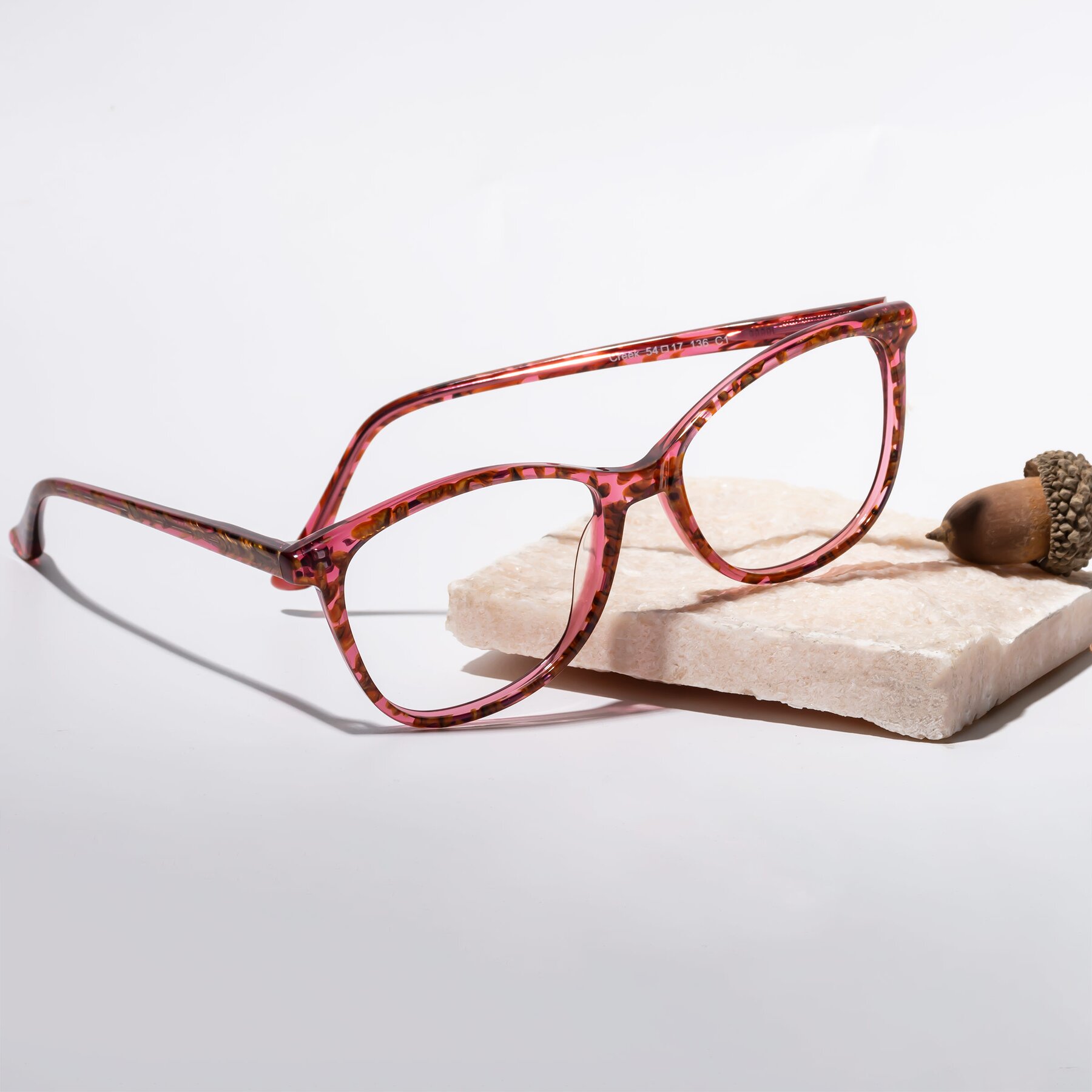 Women's lifestyle photography #2 of Creek in Red Floral with Clear Eyeglass Lenses