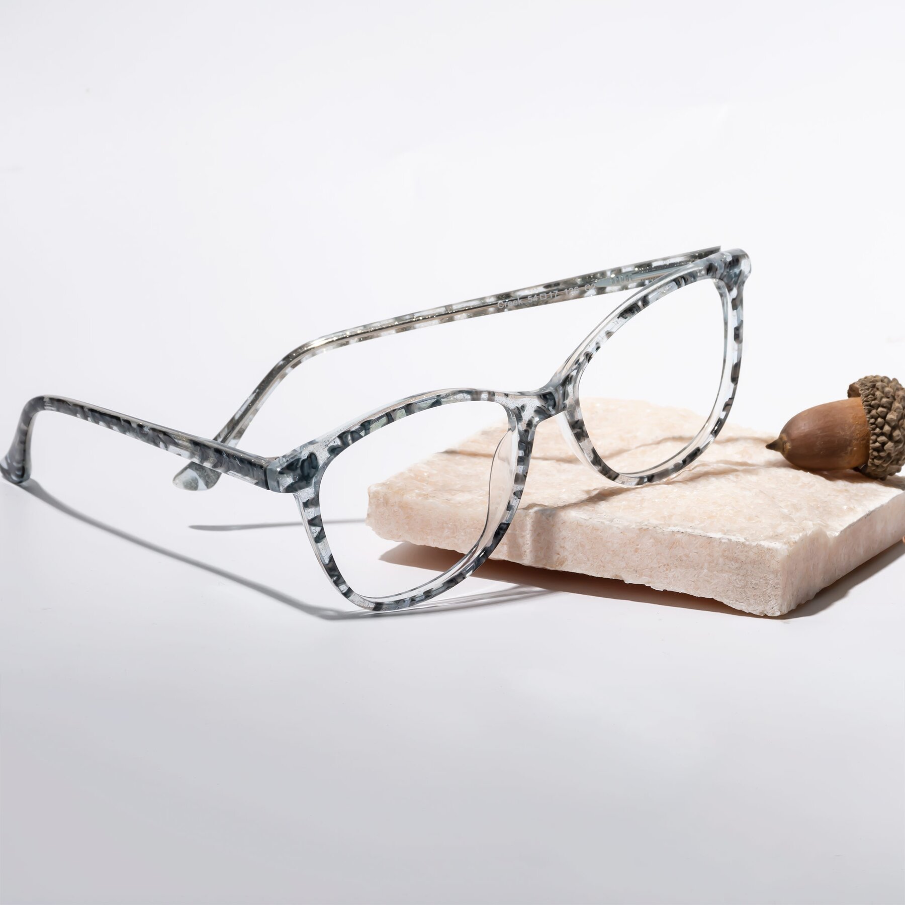 Women's lifestyle photography #2 of Creek in Gray Floral with Clear Eyeglass Lenses