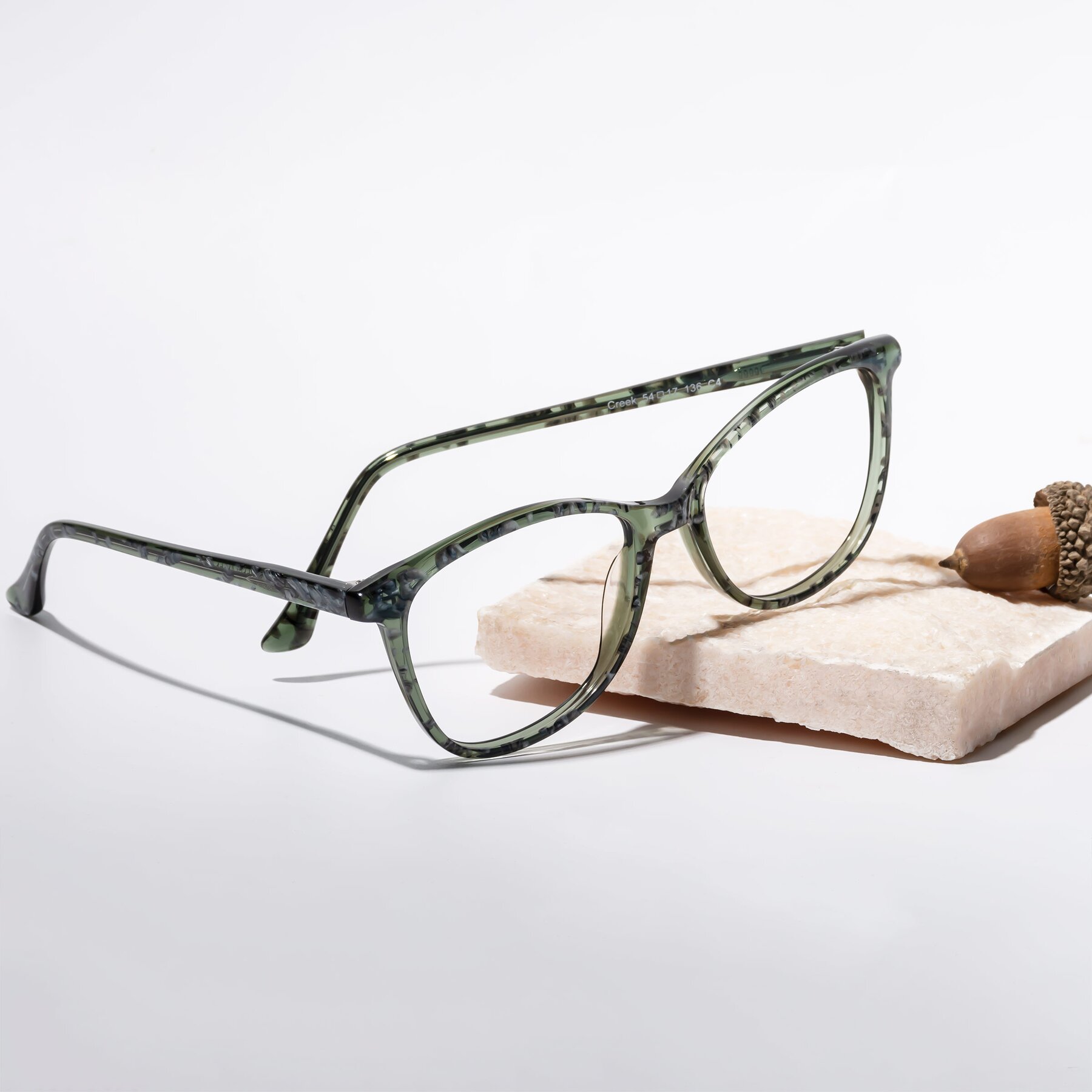 Women's lifestyle photography #2 of Creek in Green Floral with Clear Eyeglass Lenses