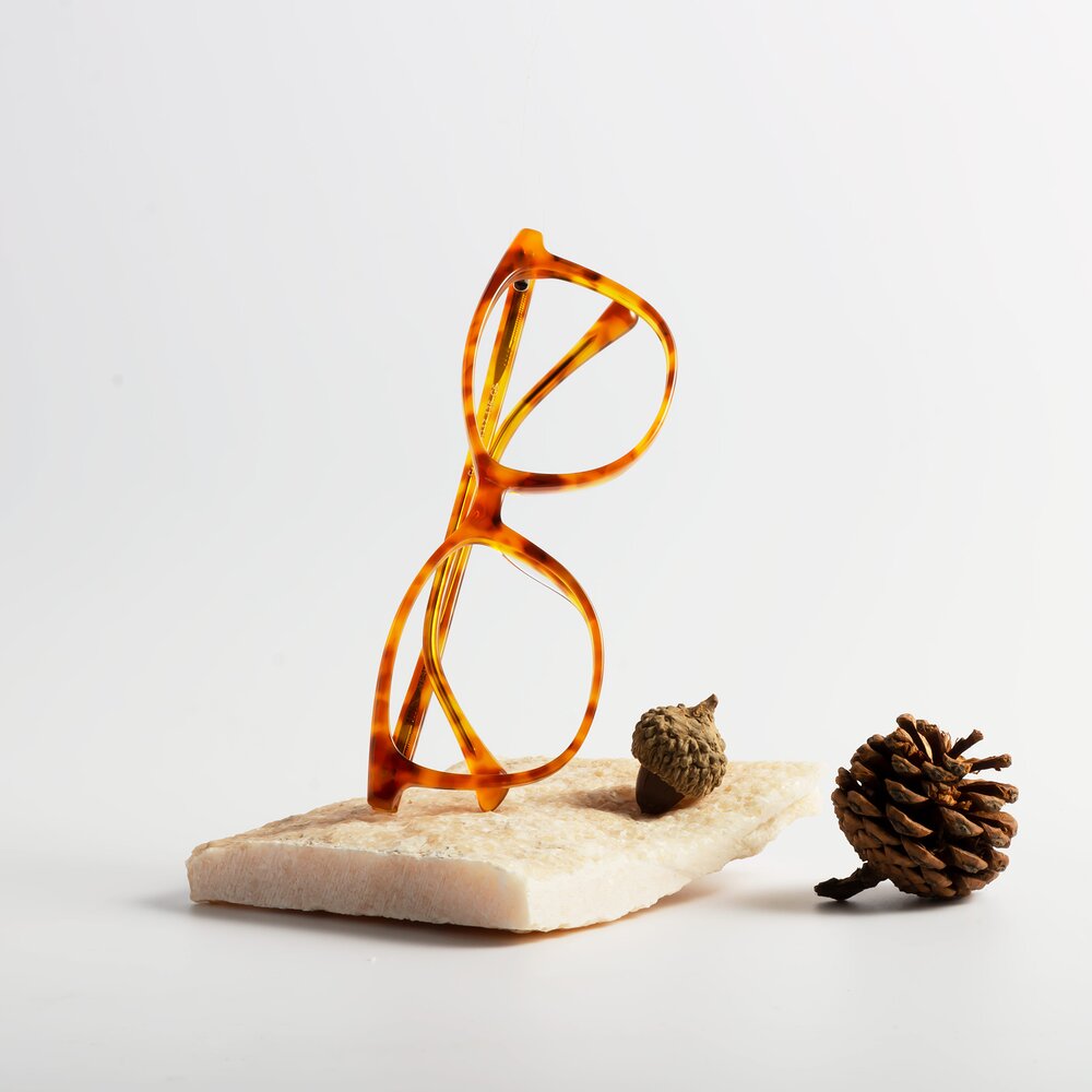 Amber Tortoise Lightweight Acetate Cat-Eye Eyeglasses