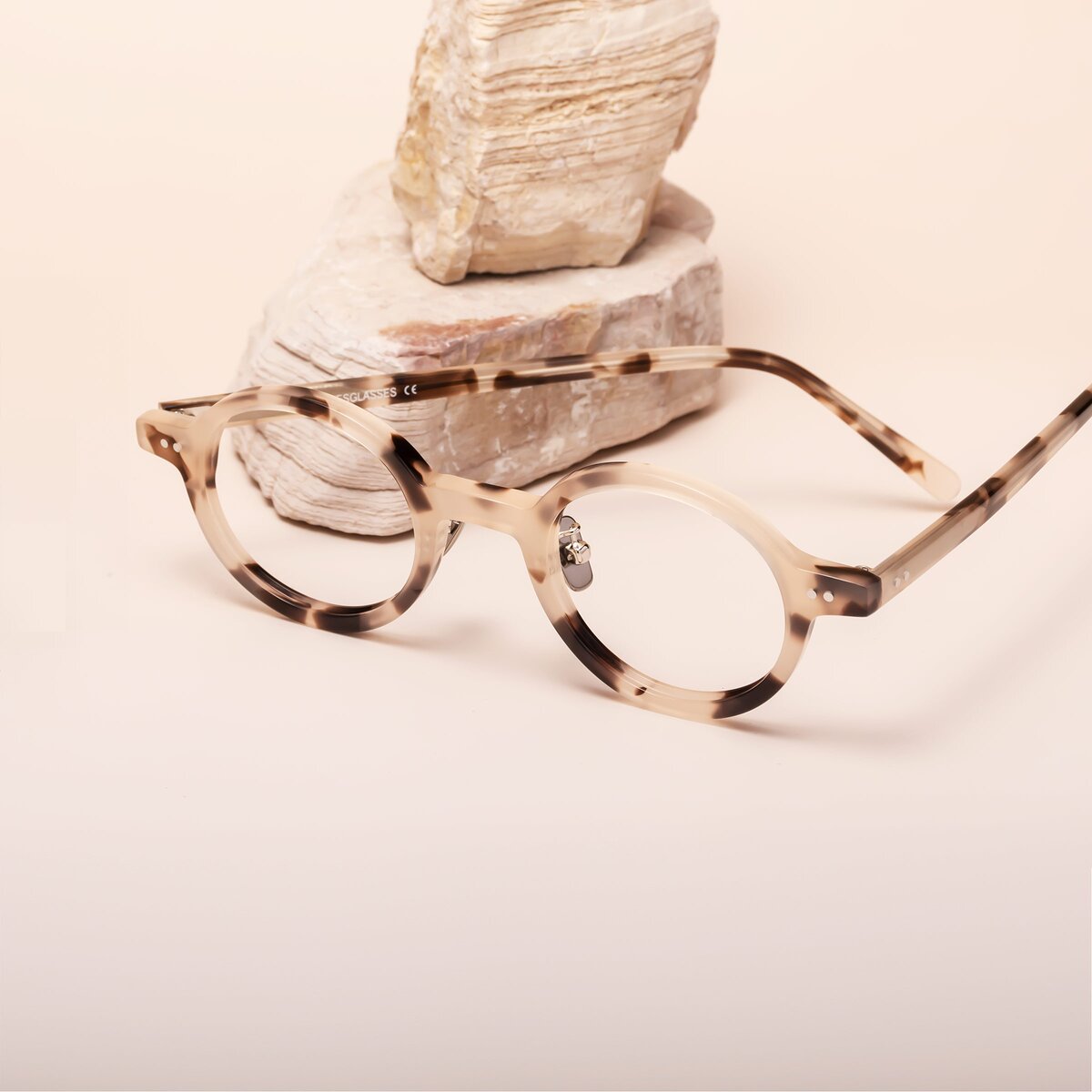 Ivory Tortoise Narrow Retro Vintage Round Eyeglasses Rollin Ivory Tortoise Narrow Retro Vintage Round Eyeglasses Rollin