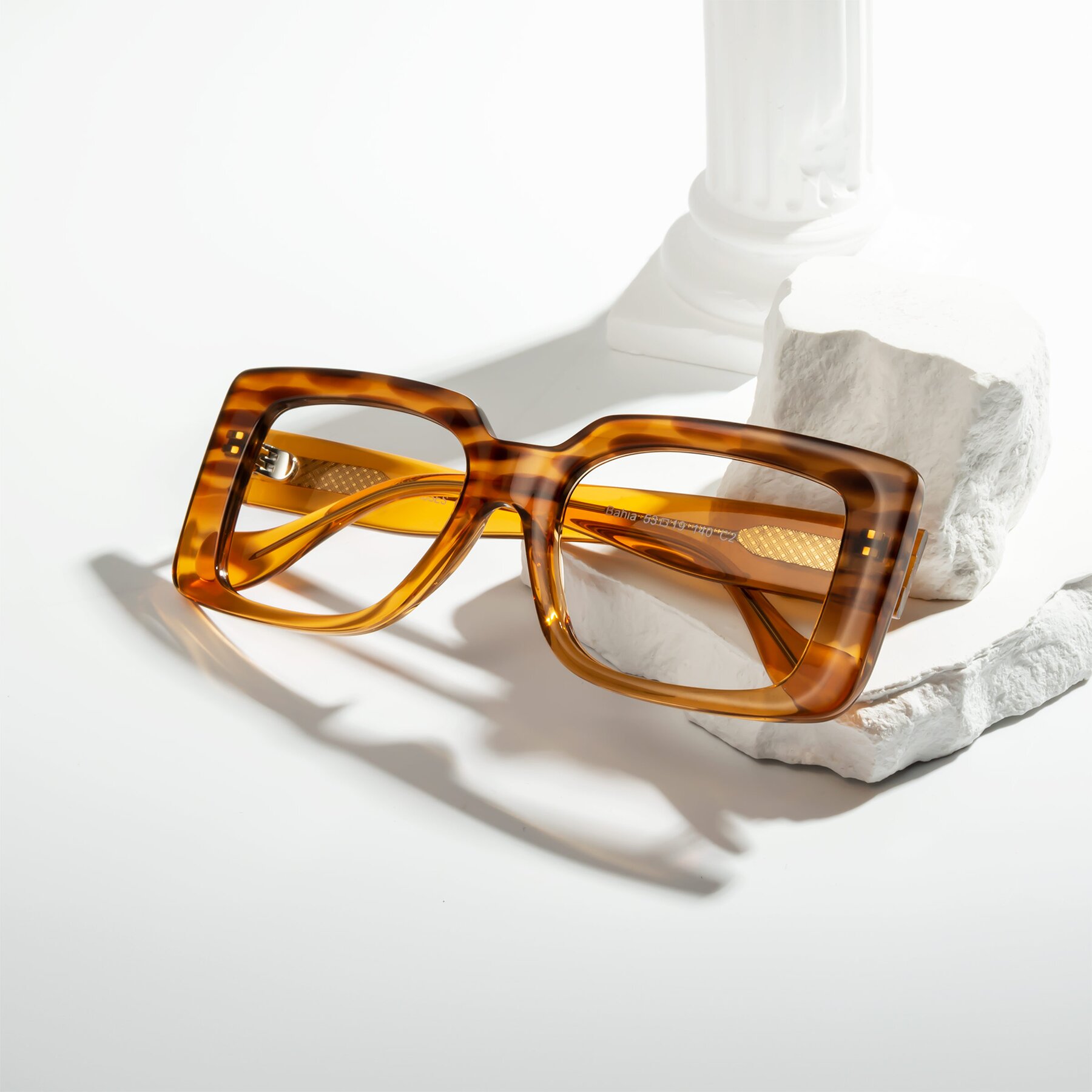Lifestyle photography #1 of Bahia in Amber Striped with Clear Eyeglass Lenses