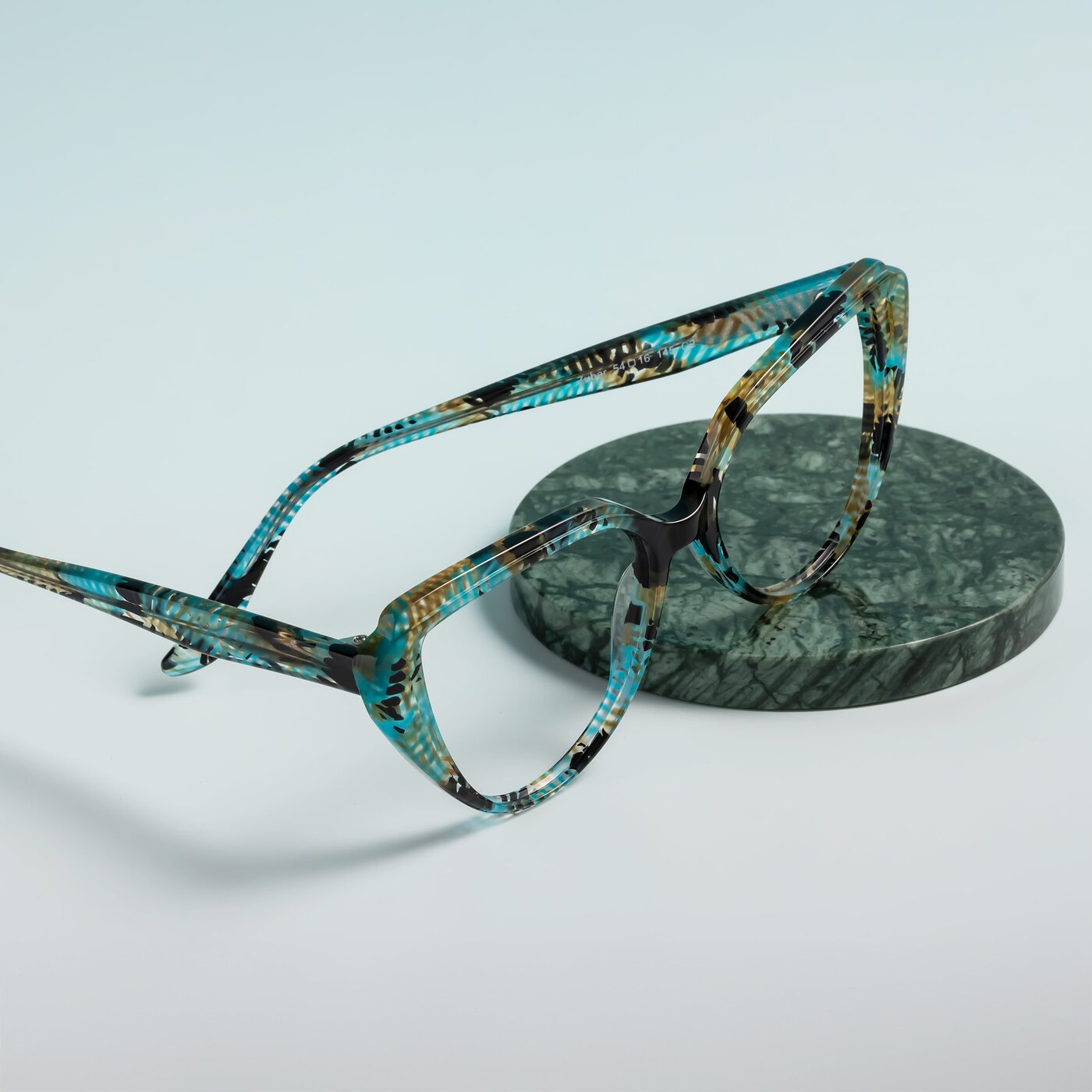 Cyan Snake Print Geek-Chic Acetate Butterfly Eyeglasses - Zubar