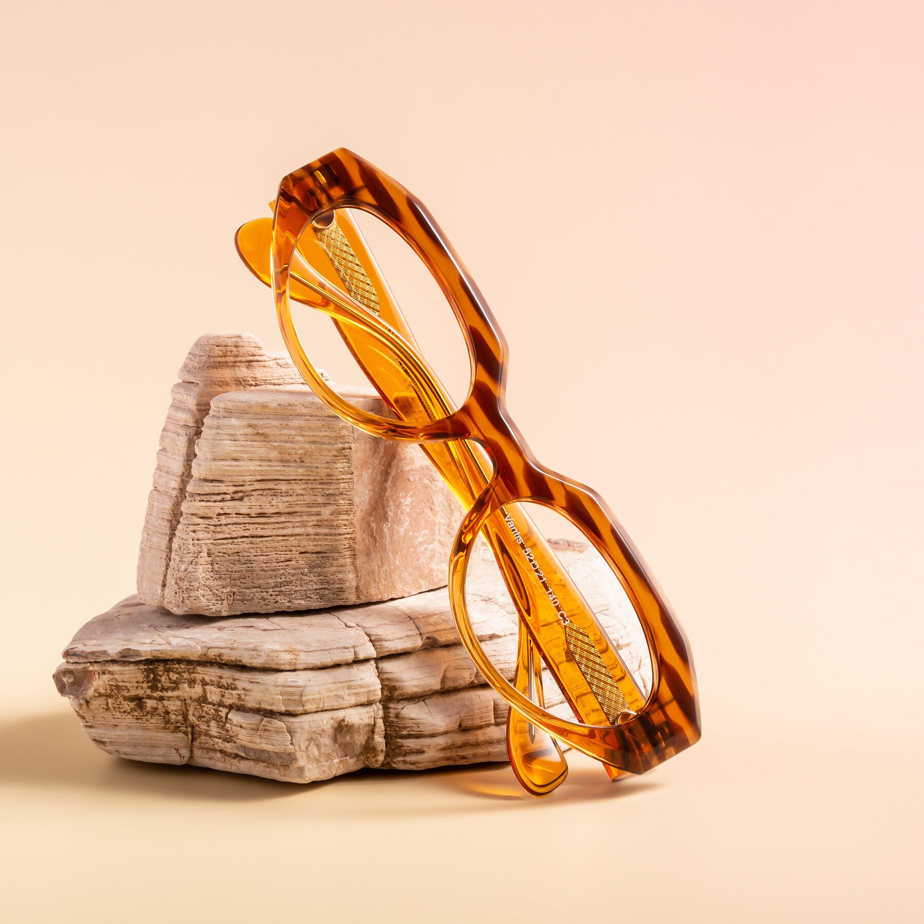 Lifestyle photography #1 of Vantis in Amber Striped with Clear Eyeglass Lenses