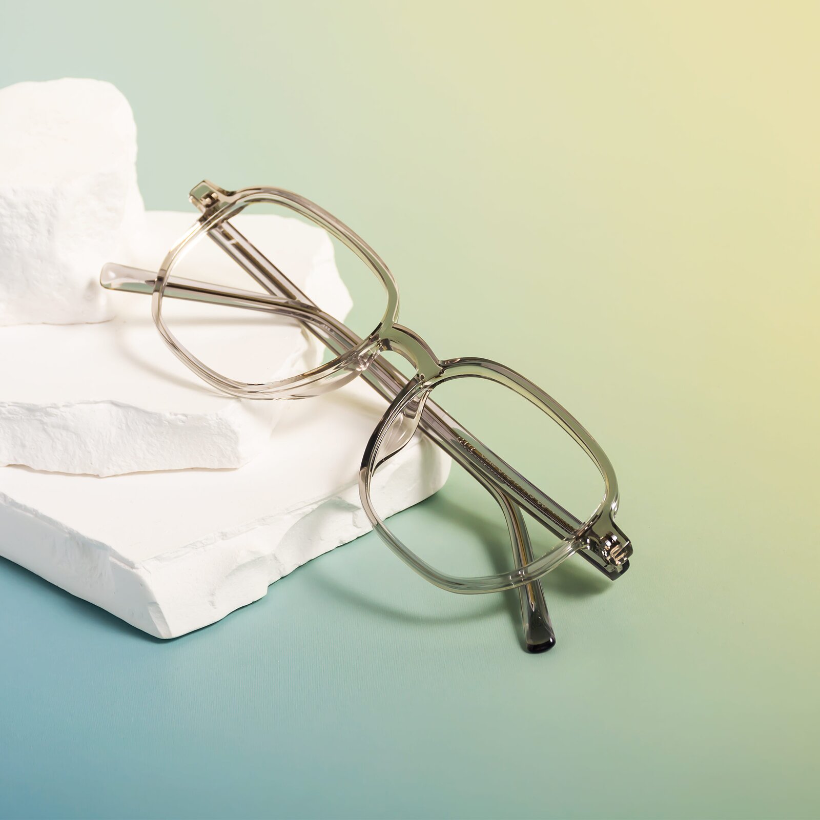 Translucent Gray Low Bridge Fit Lightweight TR90 Eyeglasses - Cute