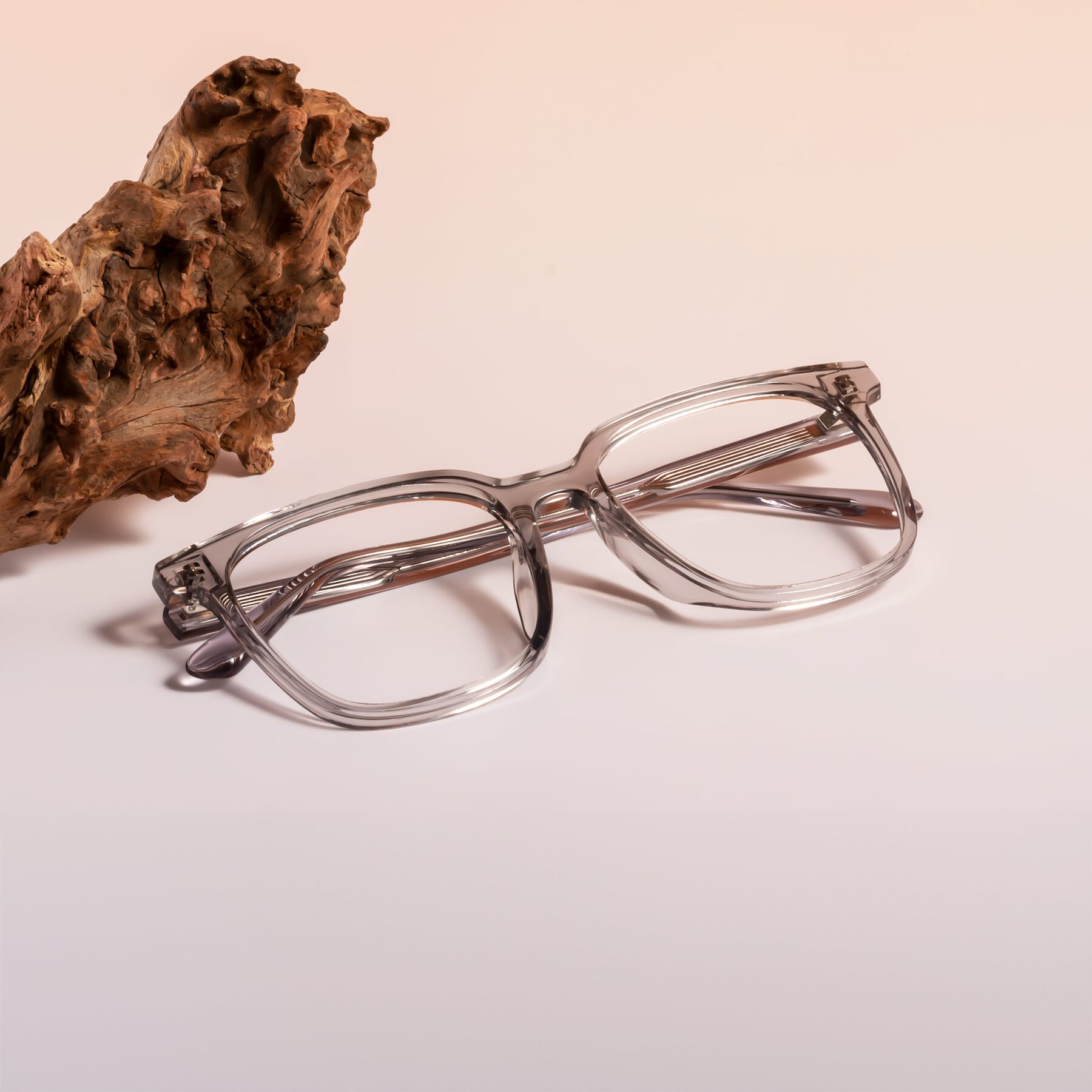 Lifestyle photography #1 of Jasmine in Translucent Gray with Clear Reading Eyeglass Lenses