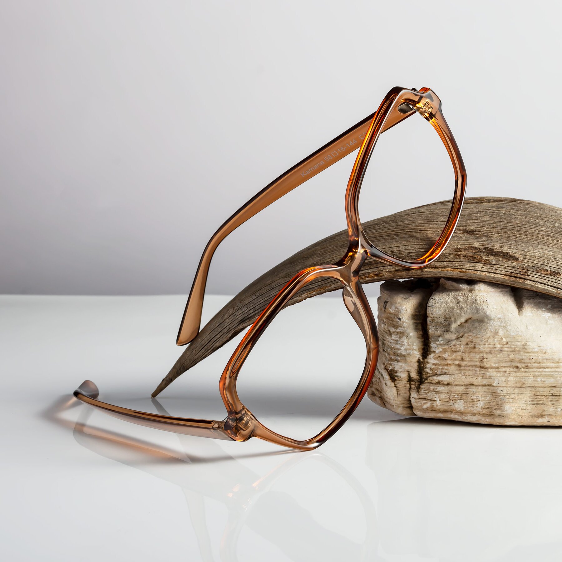Women's lifestyle photography #2 of Kamana in Light Brown with Clear Reading Eyeglass Lenses