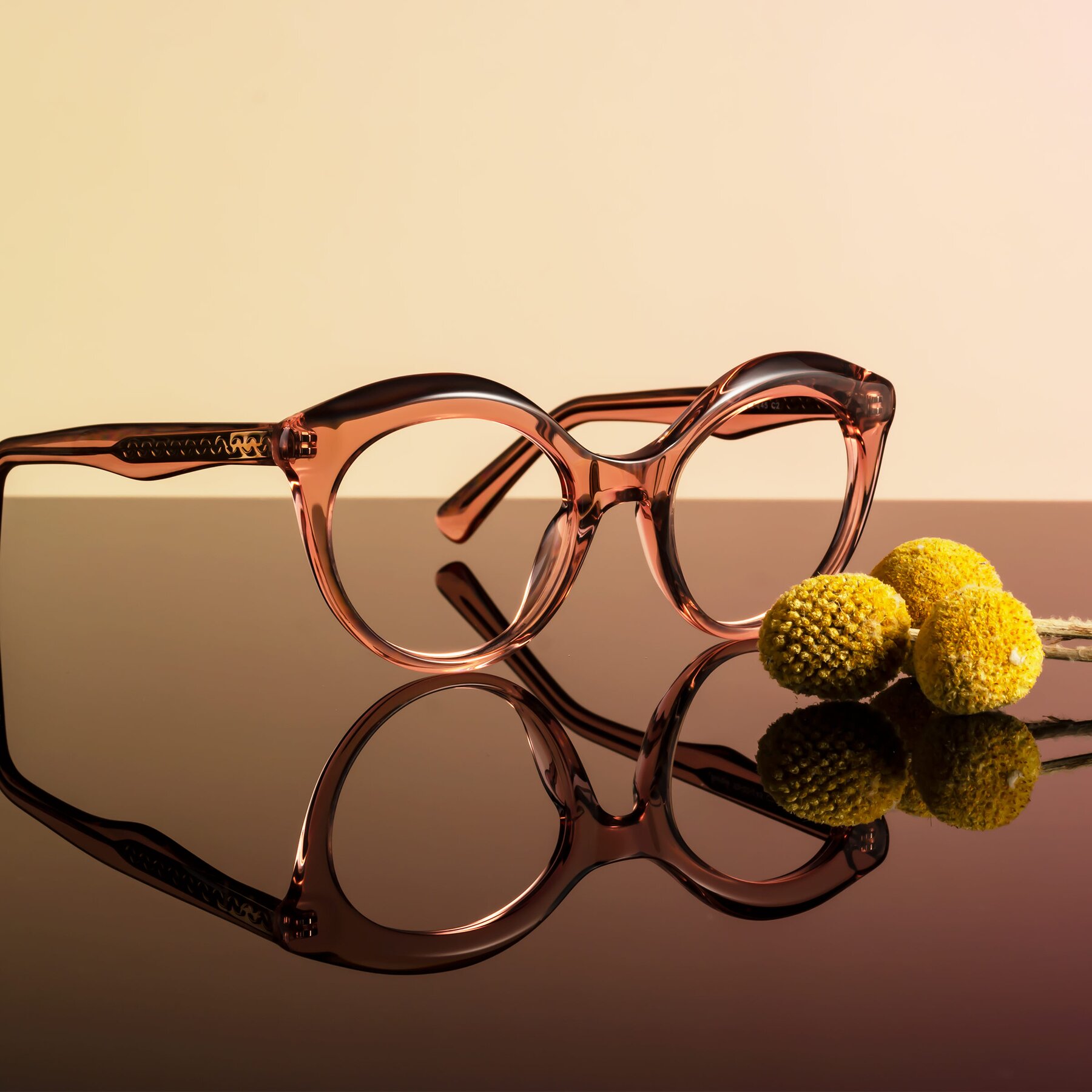 Women's lifestyle photography #2 of Barbie in Translucent Garnet with Clear Eyeglass Lenses