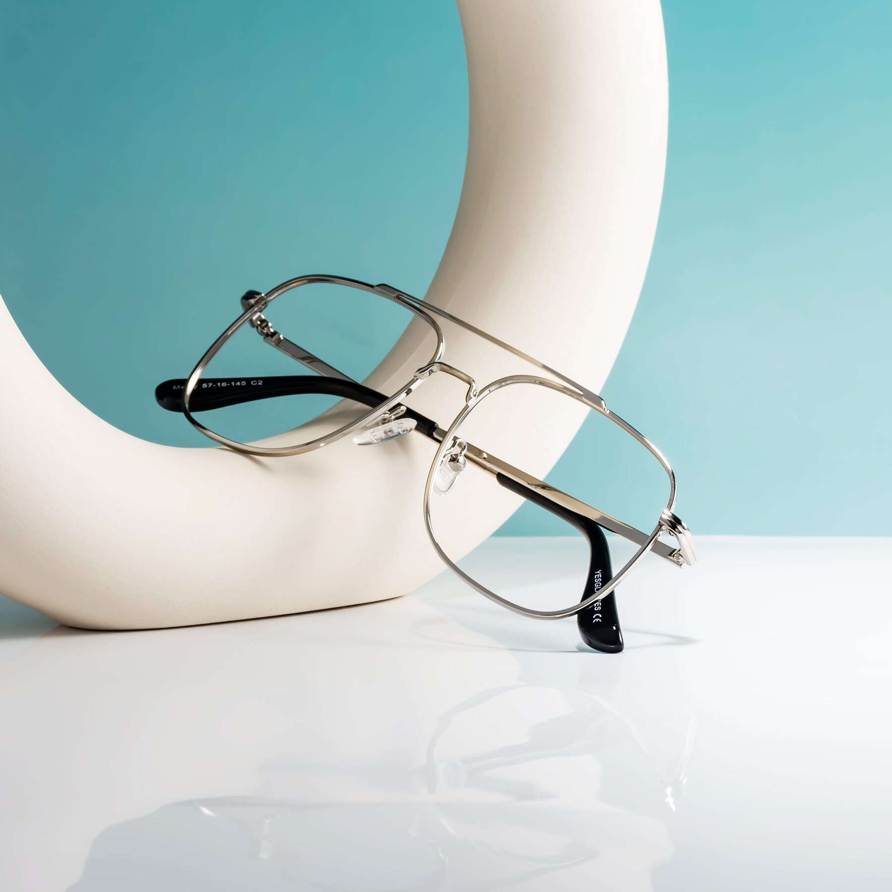 Lifestyle photography #1 of Merry in Silver with Clear Reading Eyeglass Lenses