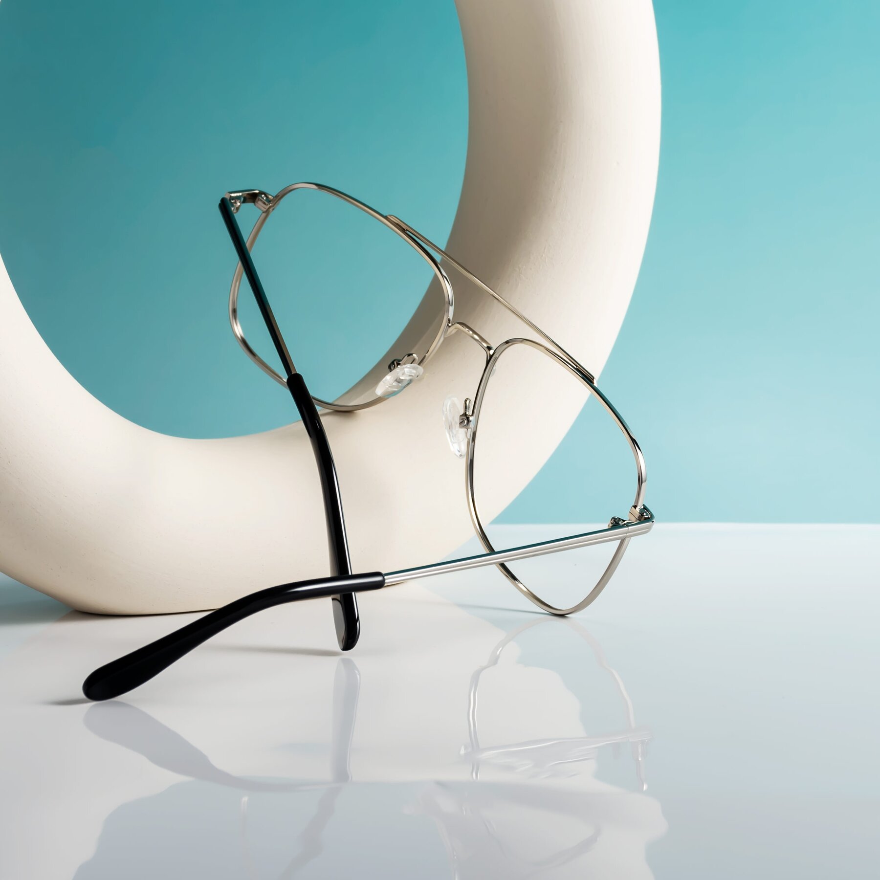 Silver Double Bridge Grandpa Metal Eyeglasses - Merry