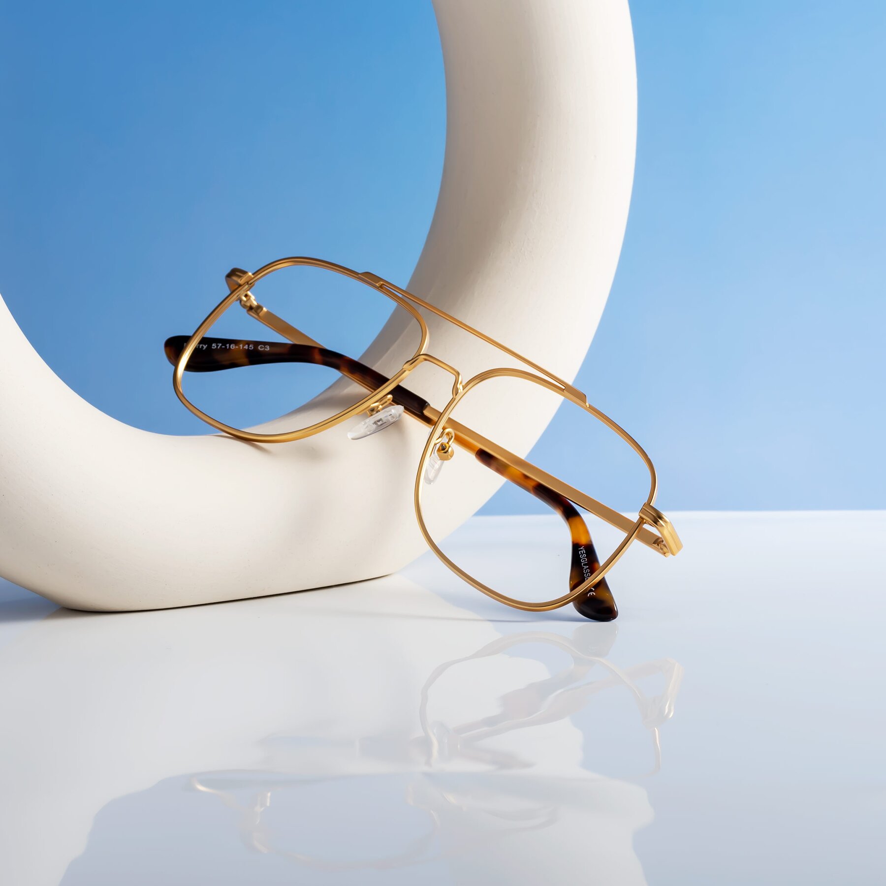 Lifestyle photography #1 of Merry in Matte Gold with Clear Eyeglass Lenses