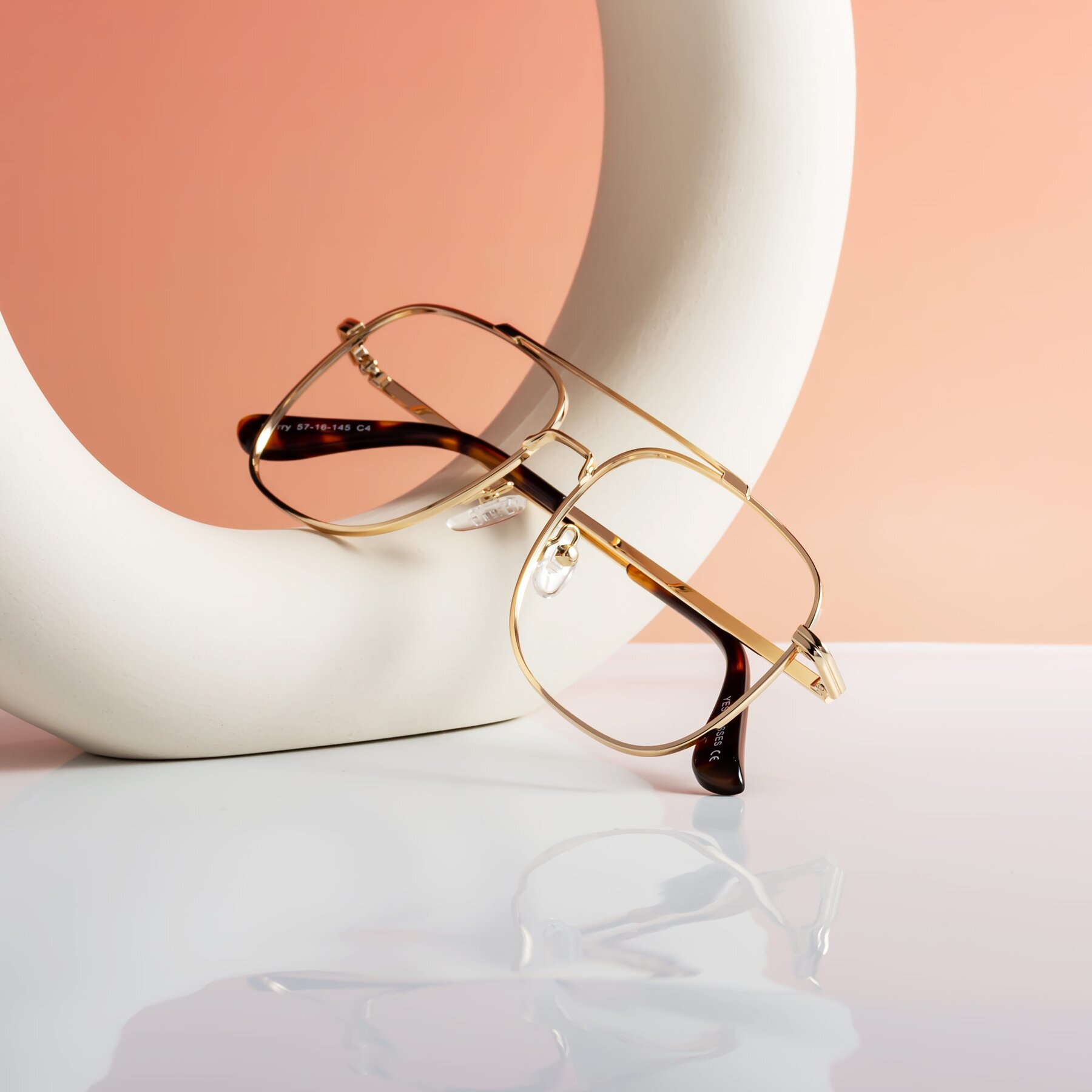 Lifestyle photography #1 of Merry in Gold with Clear Eyeglass Lenses