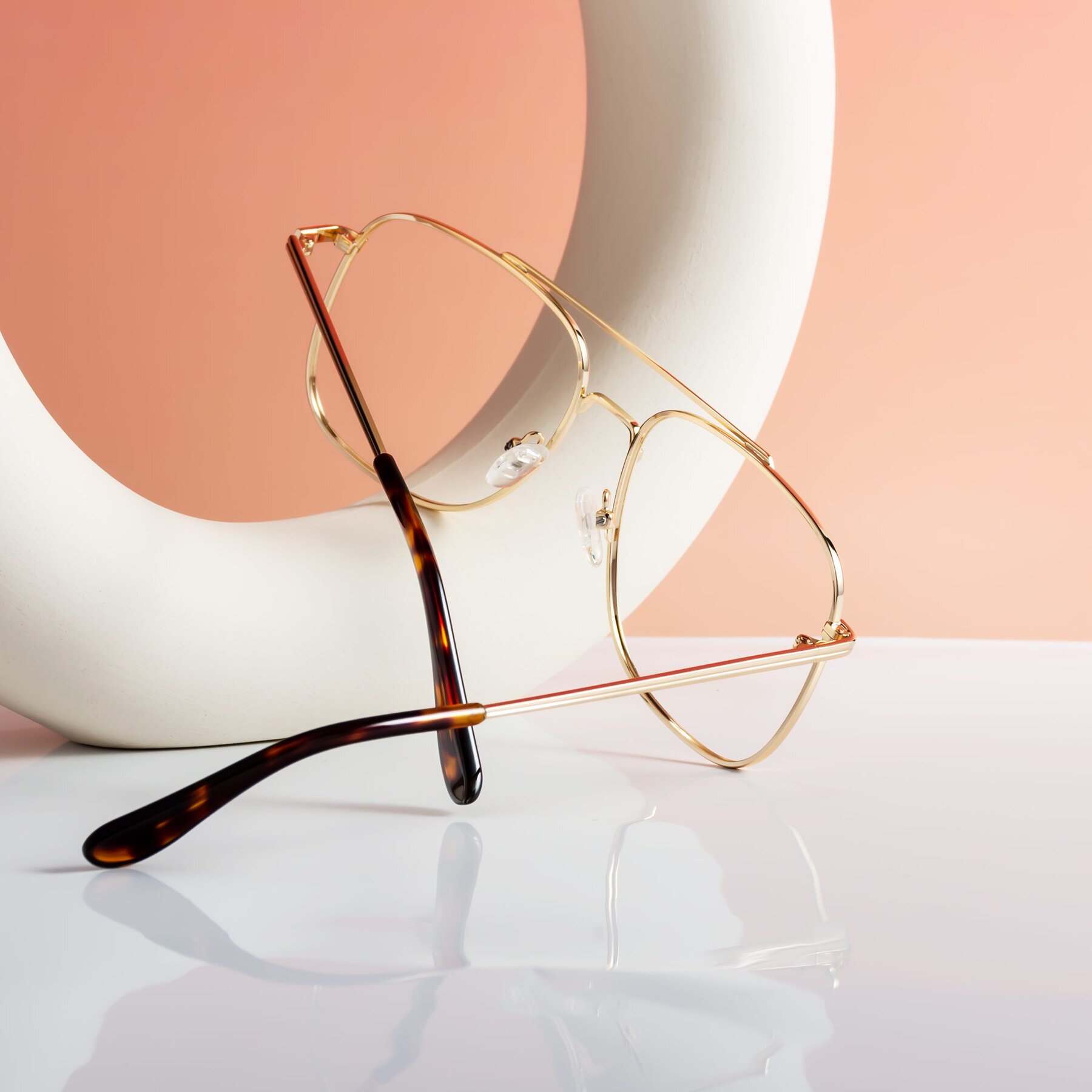 Lifestyle photography #2 of Merry in Gold with Clear Reading Eyeglass Lenses