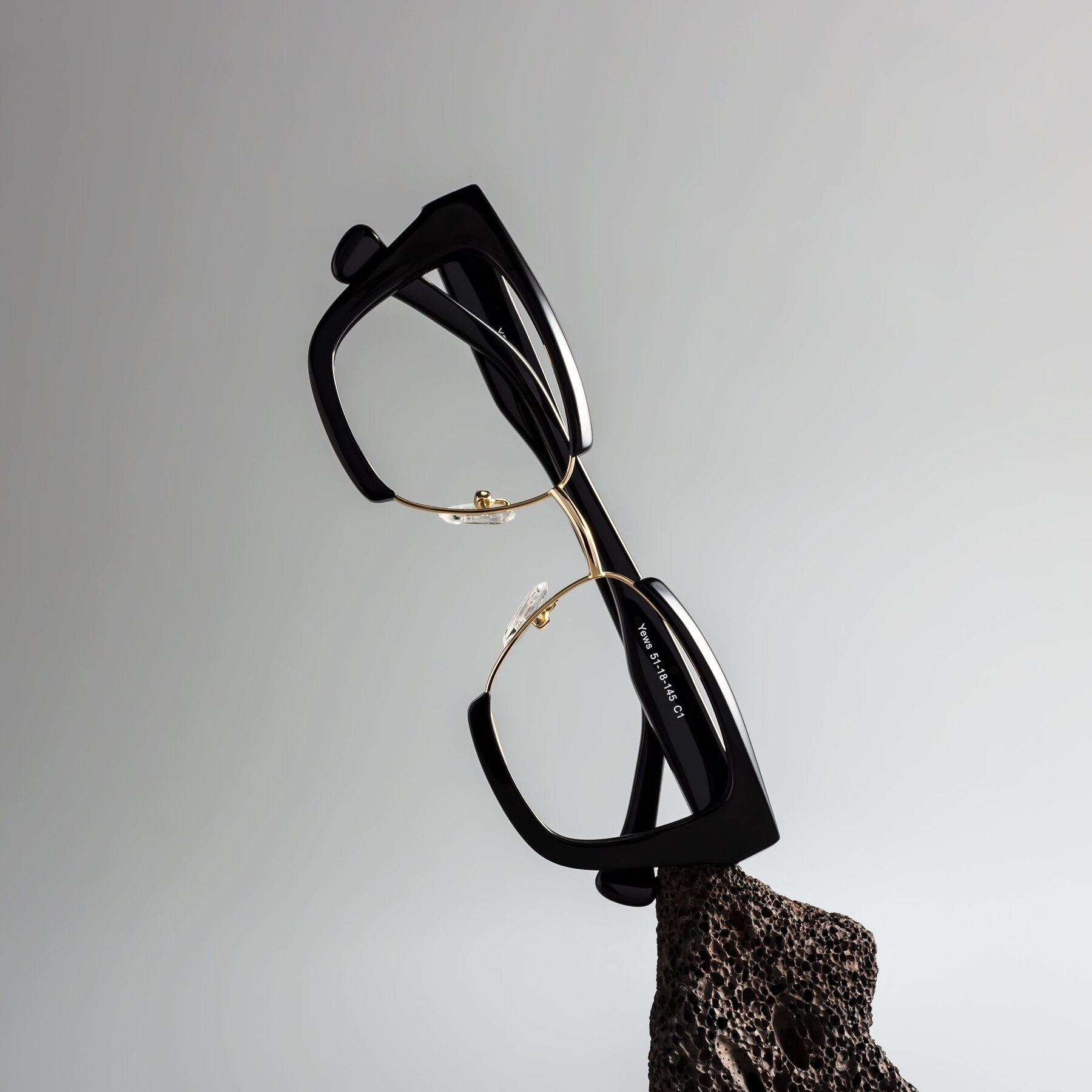 Lifestyle photography #1 of Yews in Black-Gold with Clear Blue Light Blocking Lenses