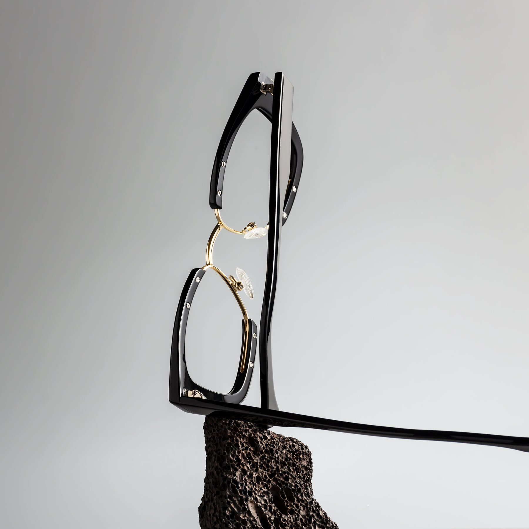 Lifestyle photography #2 of Yews in Black-Gold with Clear Reading Eyeglass Lenses