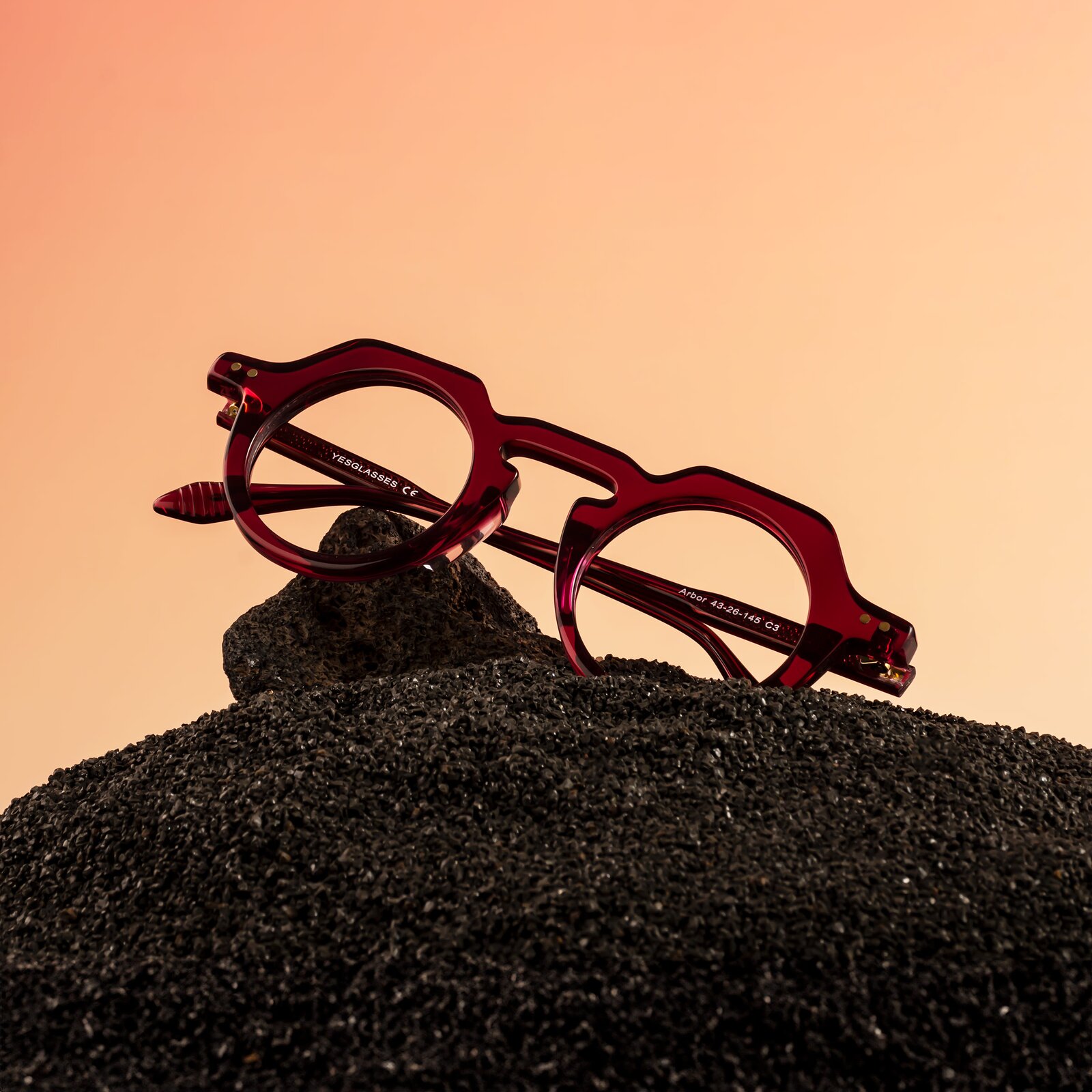 Deep Purple Keyhole Bridge Retro-Vintage Round Eyeglasses - Arbor