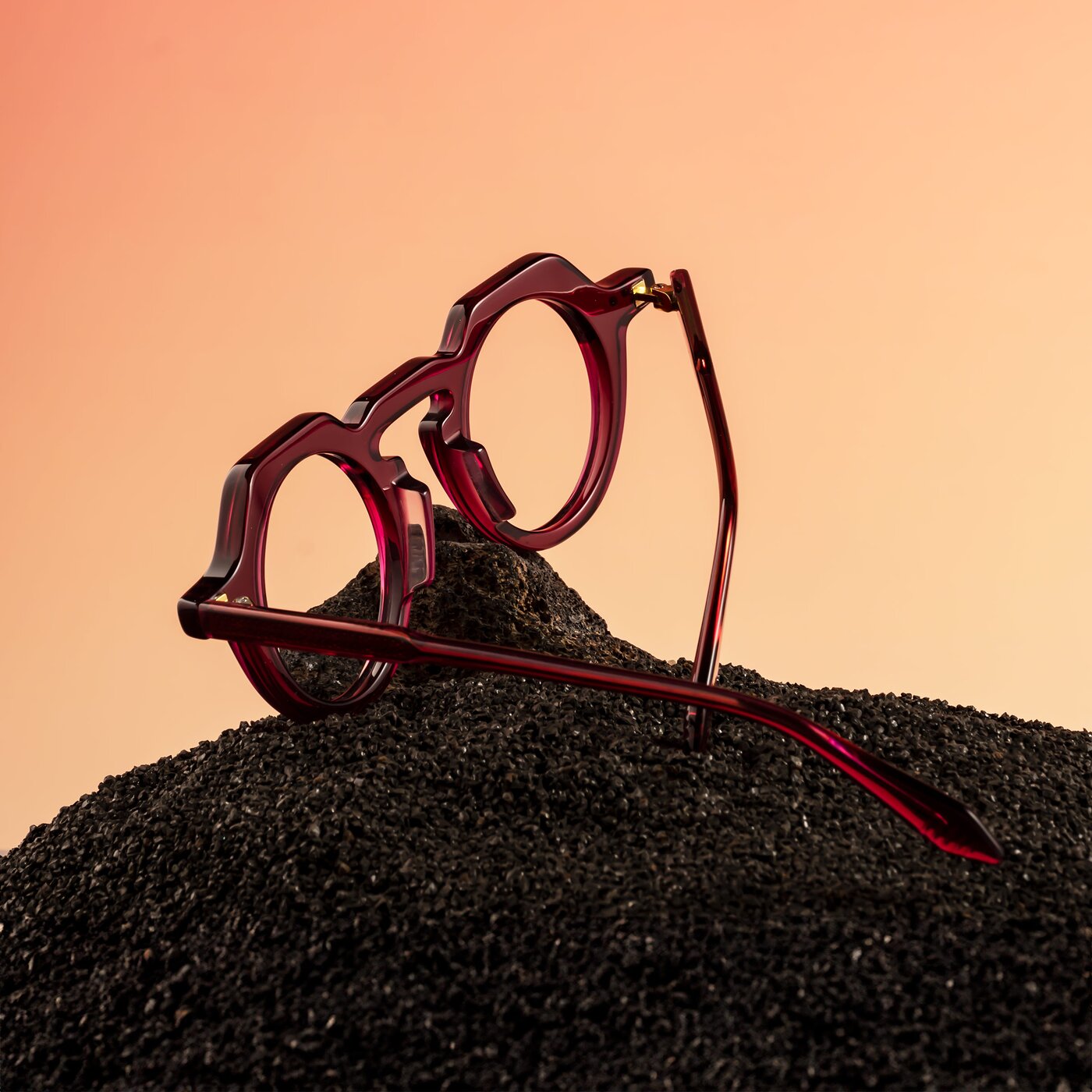Deep Purple Keyhole Bridge Retro-Vintage Round Eyeglasses - Arbor