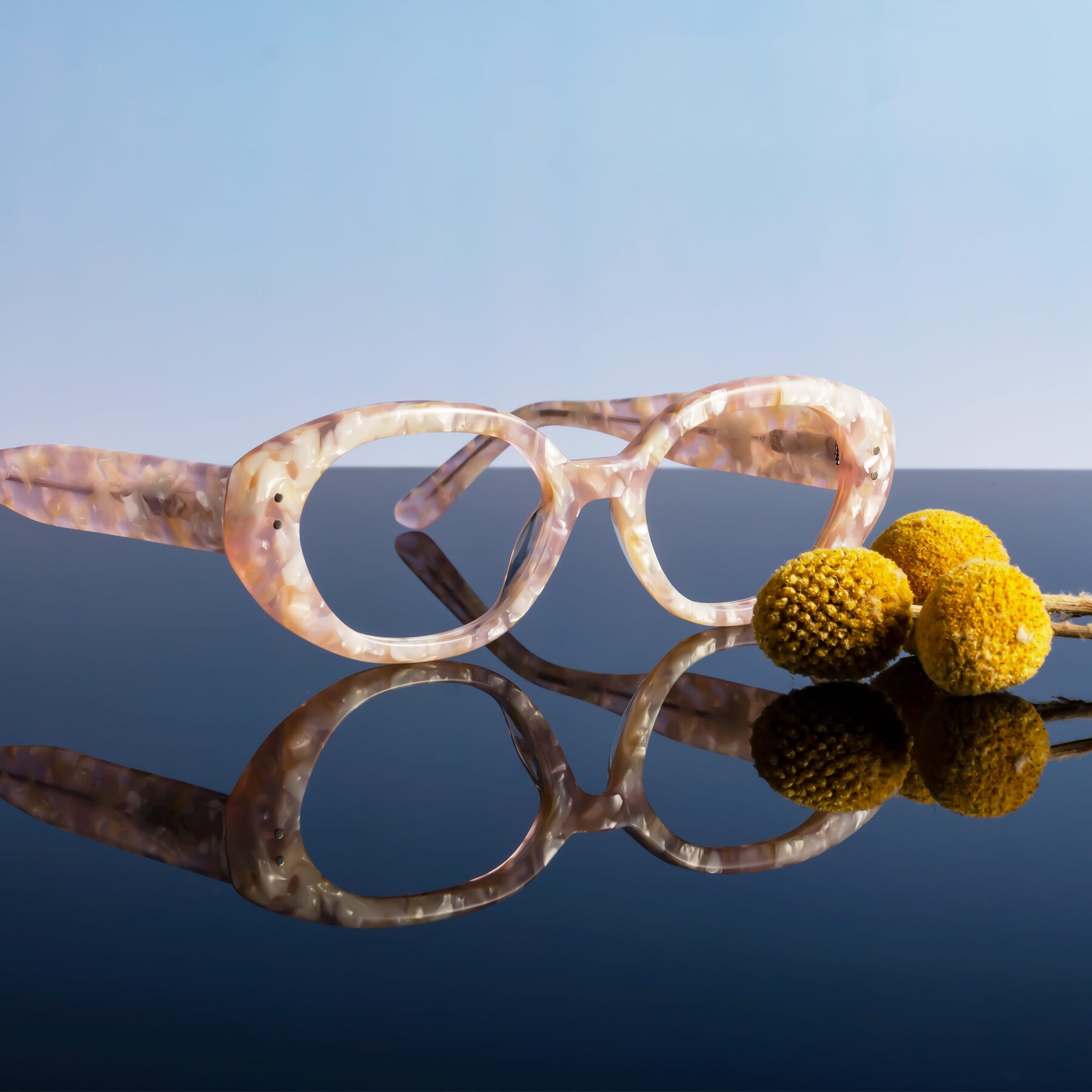 Lifestyle photography #2 of Quuen in Light Pink Tortoise with Clear Eyeglass Lenses